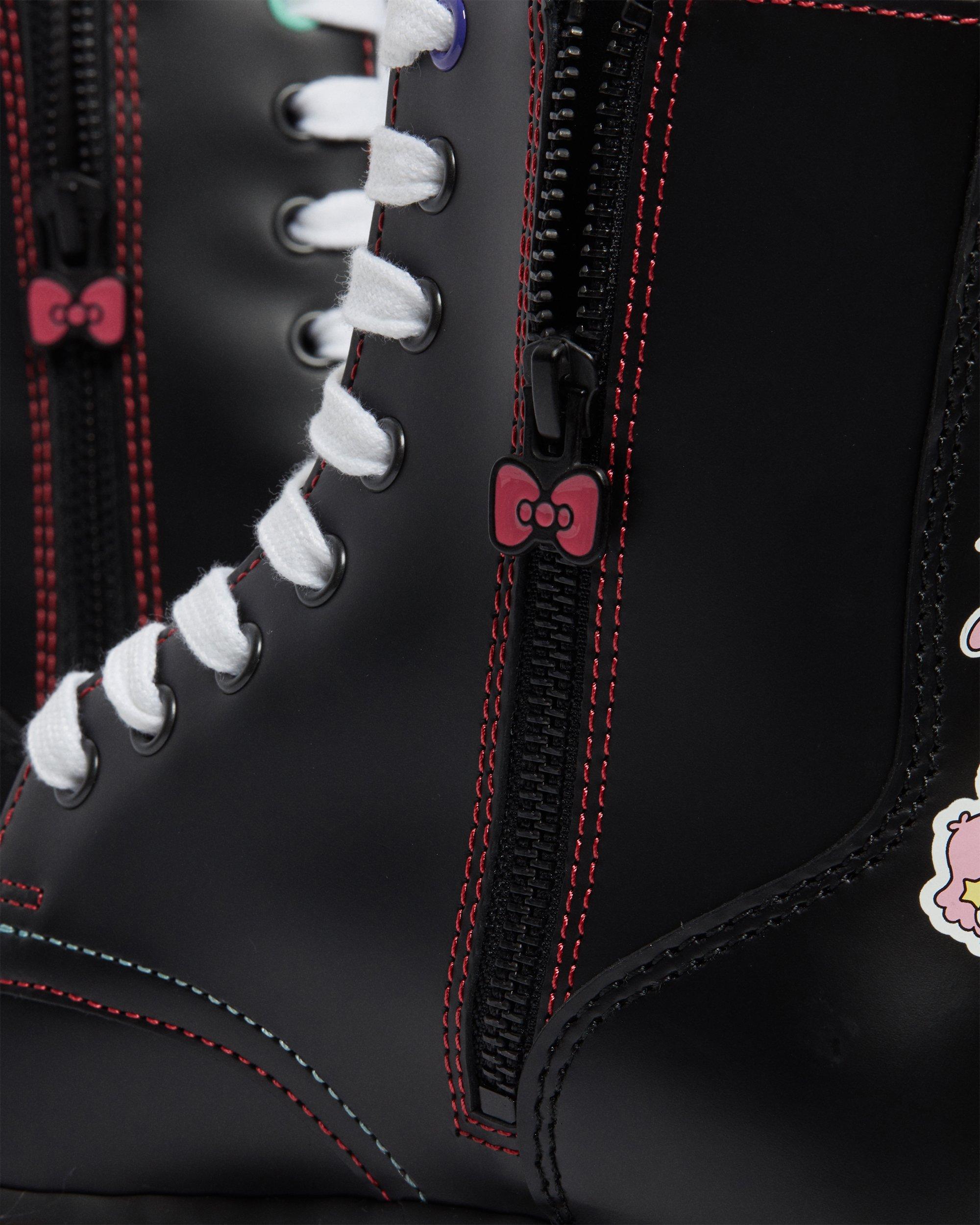 Hello Kitty & Friends Jadon Leather Platform Boots in BLACK | Dr