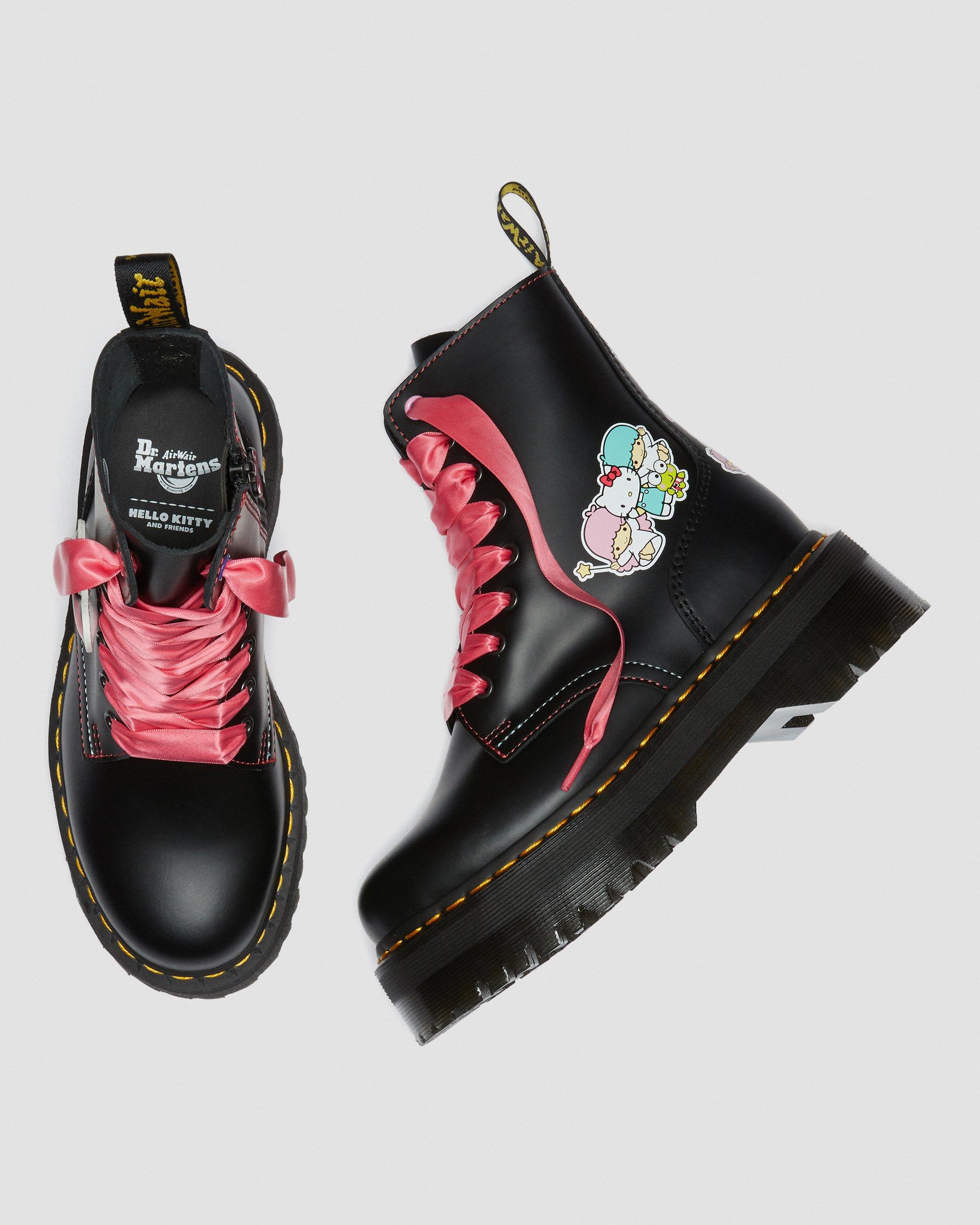 Hello Kitty & Friends Jadon Leather Platform Boots in BLACK | Dr