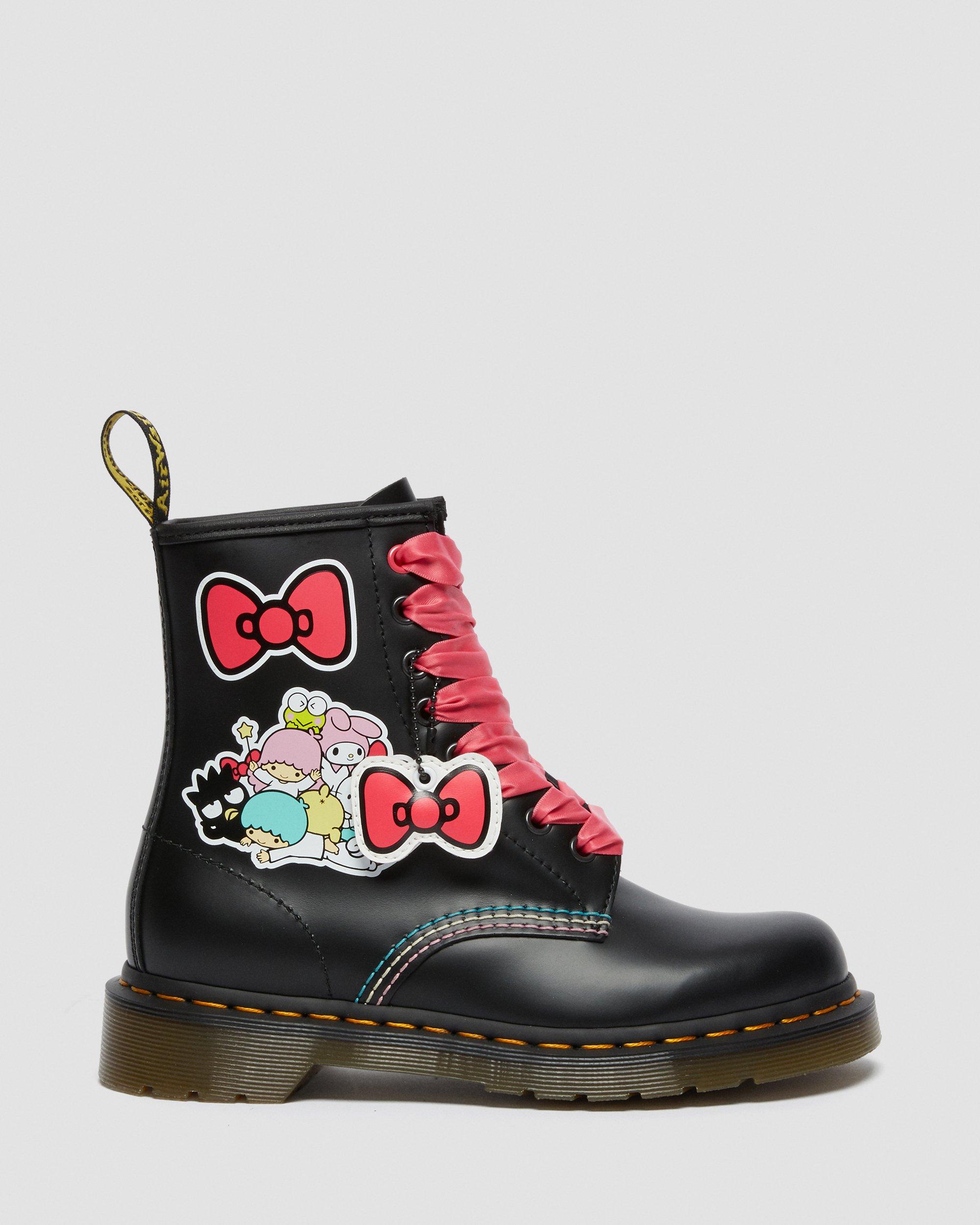 Hello Kitty & Friends 1460 Smooth Leather Lace Up Boots in BLACK+