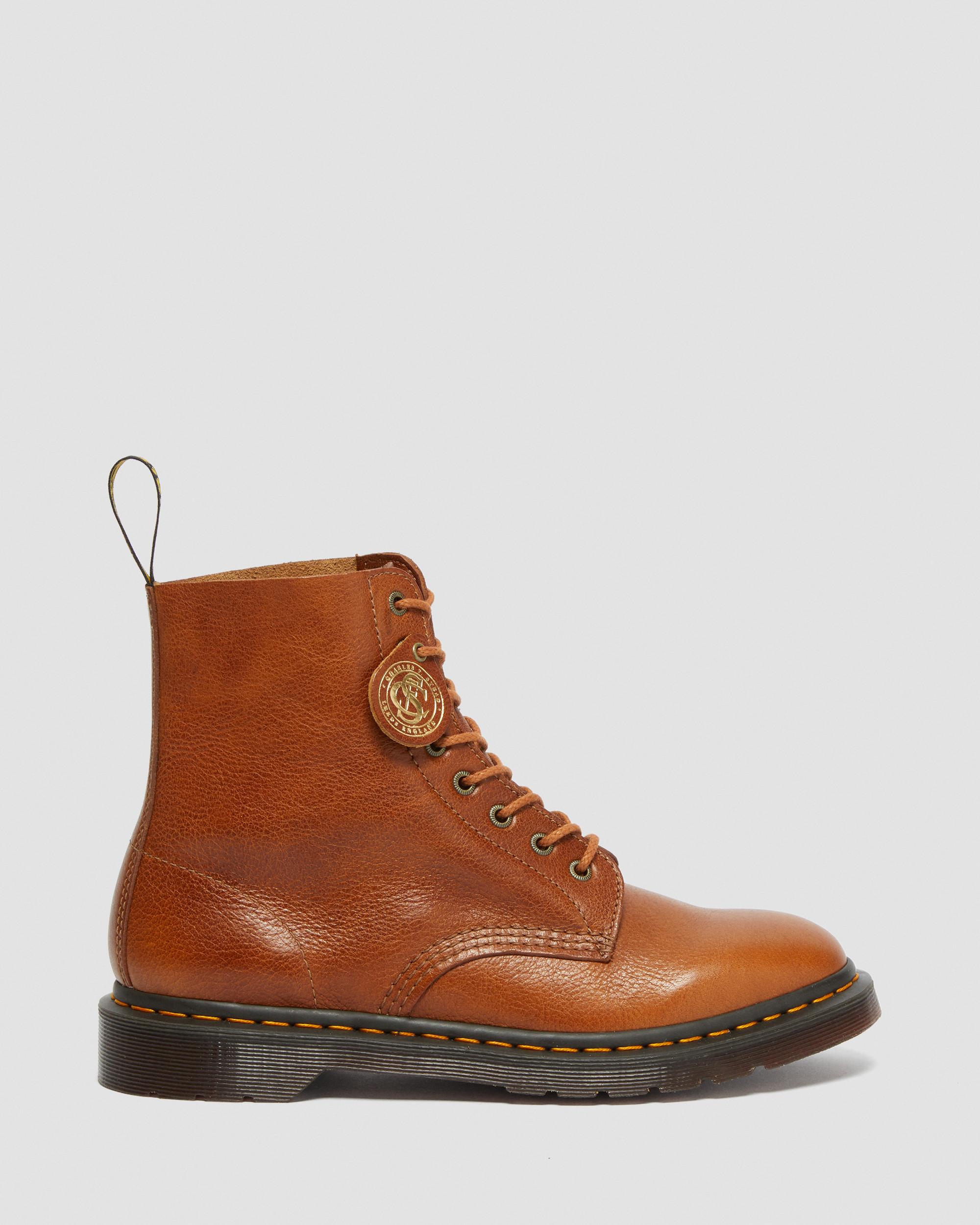 1460 Pascal Buckingham Leather Lace Up Boots in Brown | Dr. Martens
