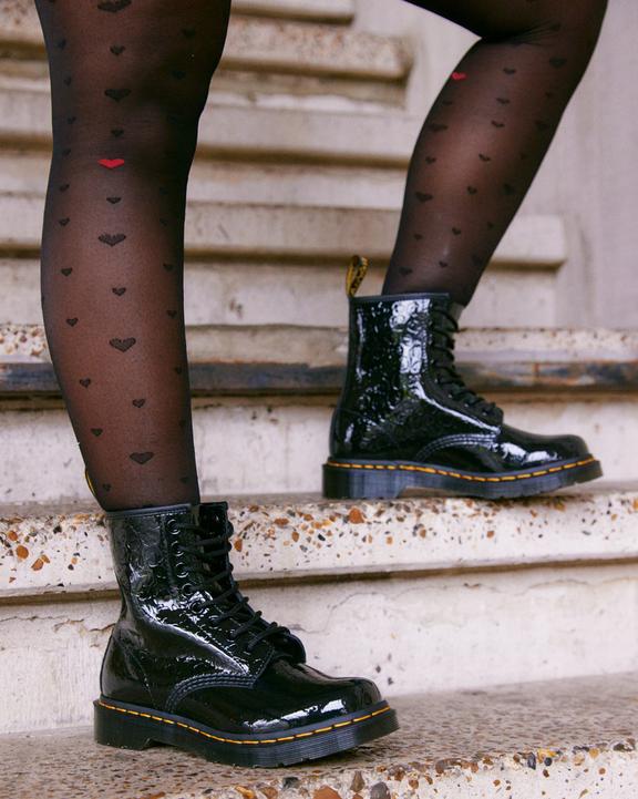 1460 Leopard Emboss Patent Leather Boots in Black | Dr. Martens 1460 Leopard Emboss Patent Leather Boots in Black | Dr. Martens