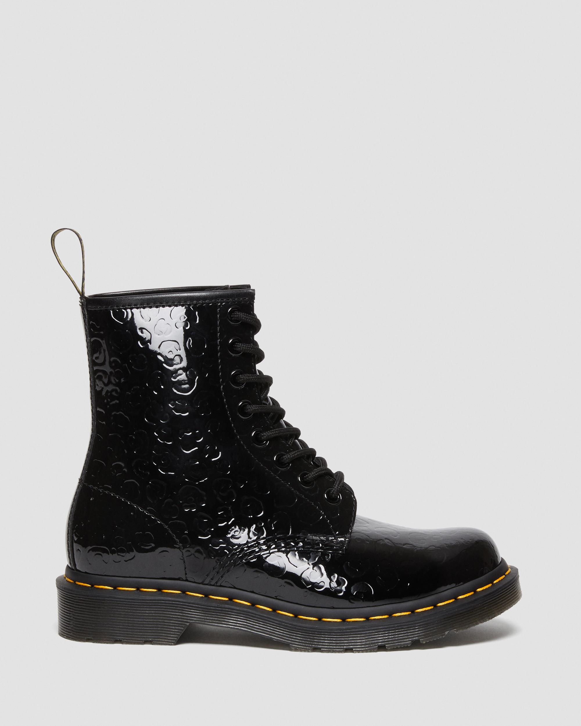 1460 Leopard Emboss Patent Leather Boots in BLACK | Dr. Martens™