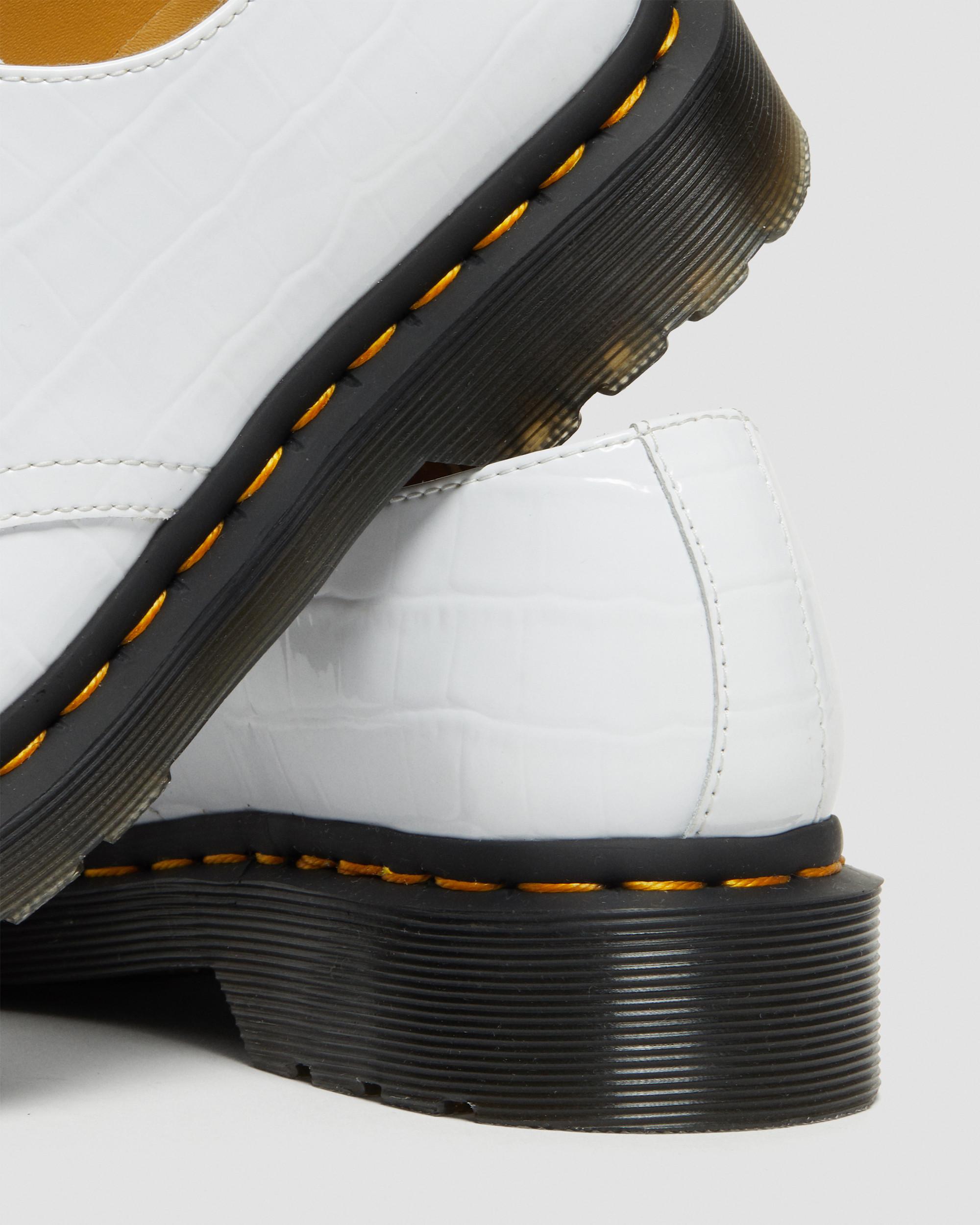 1461 Women's Patent Croc Emboss Leather Shoes in WHITE | Dr. Martens™