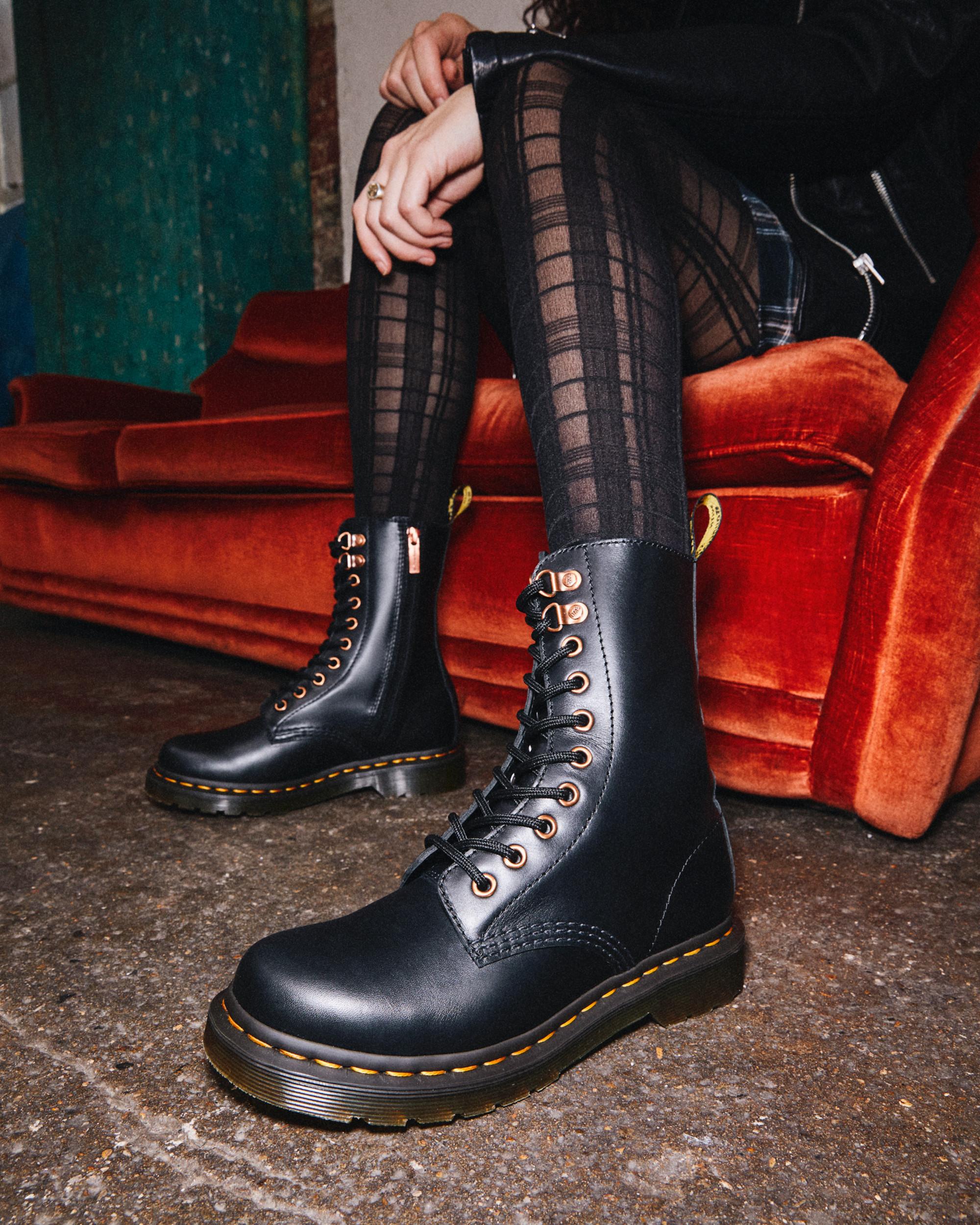 1490 Rose Gold Hardware Leather Mid Calf Boots | Dr. Martens