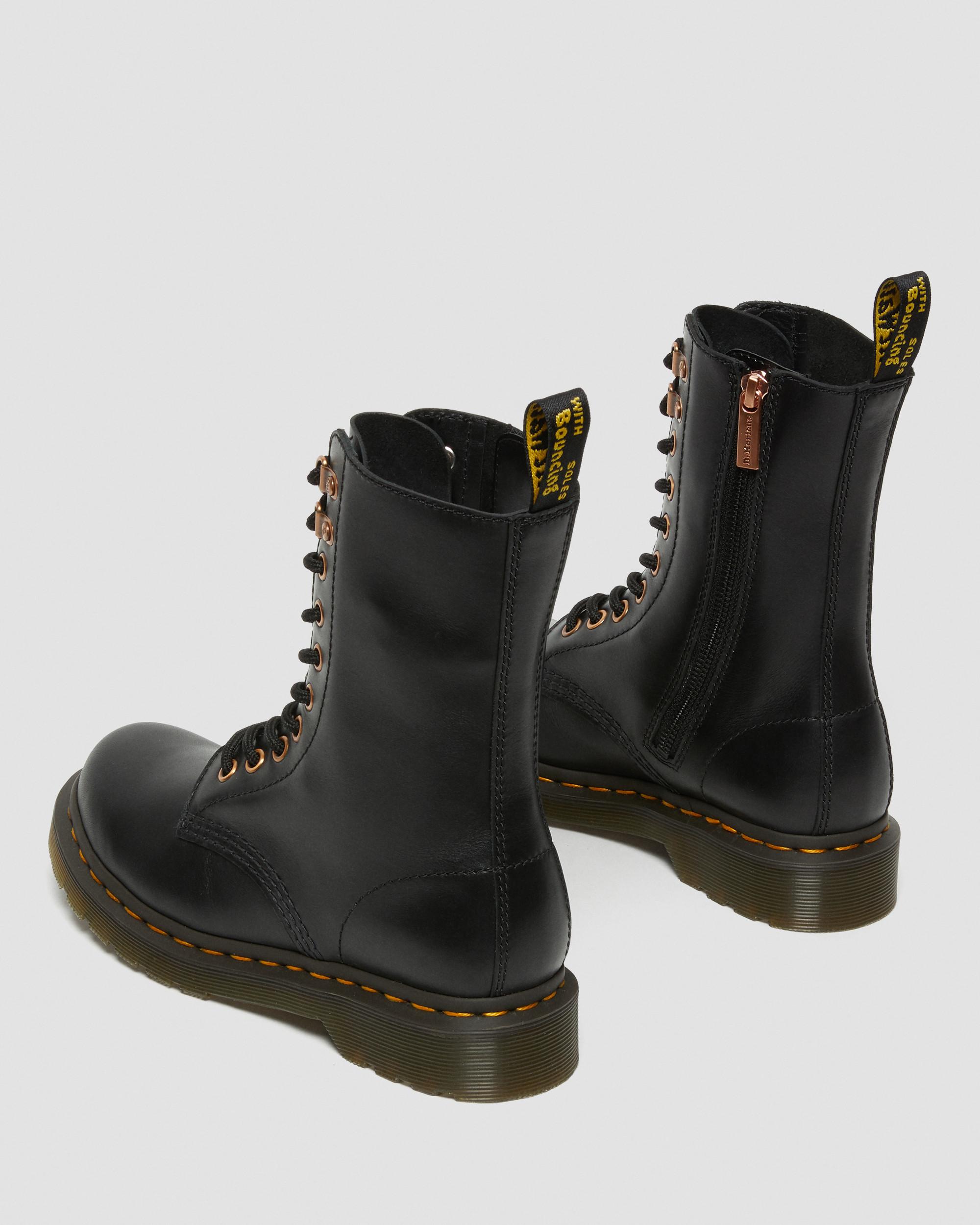 1490 Rosé Goud Hoge Leren Laarzen in Zwart | Dr. Martens