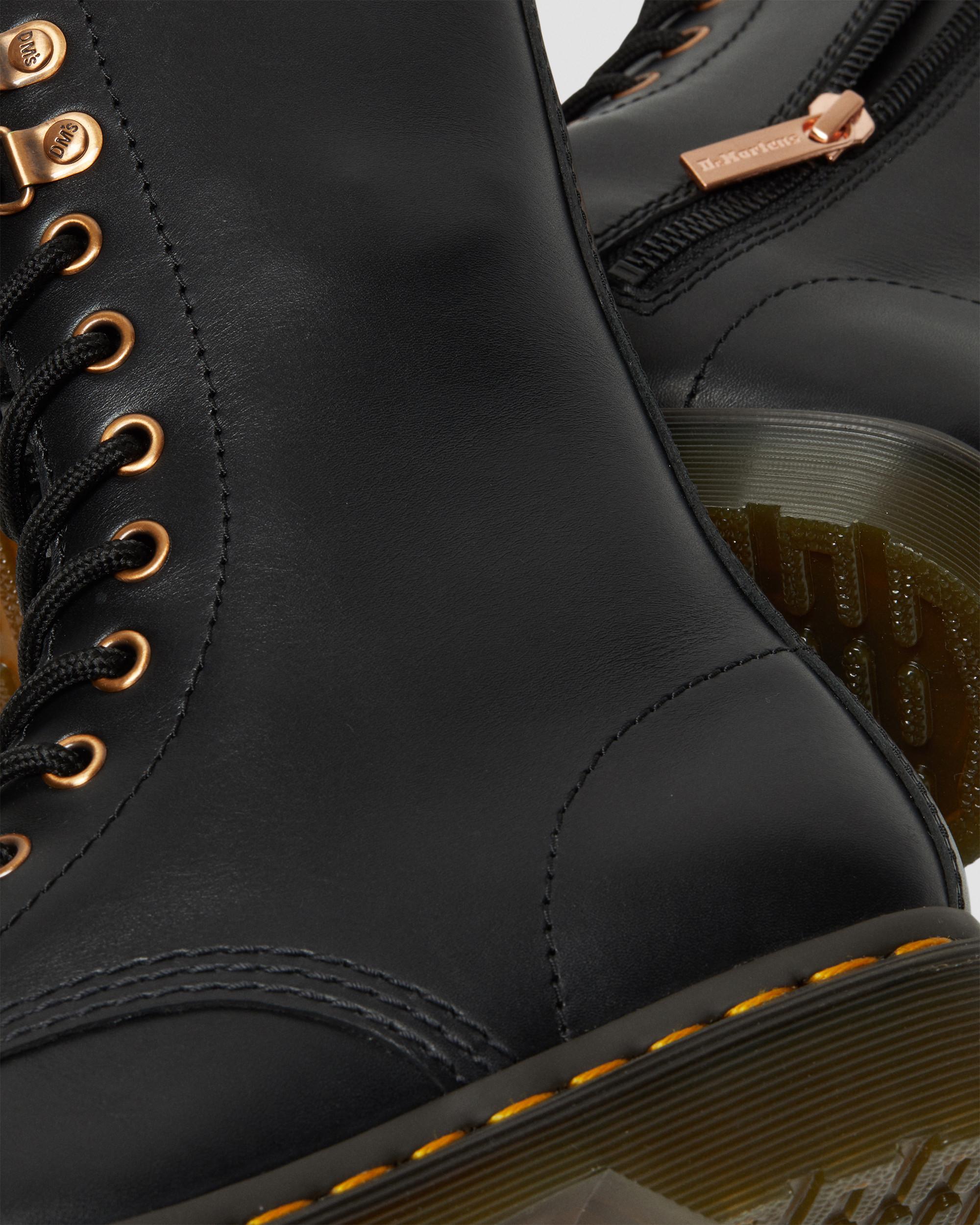 1490 Rose Gold Hardware Leather Mid Calf Boots, Black | Dr. Martens