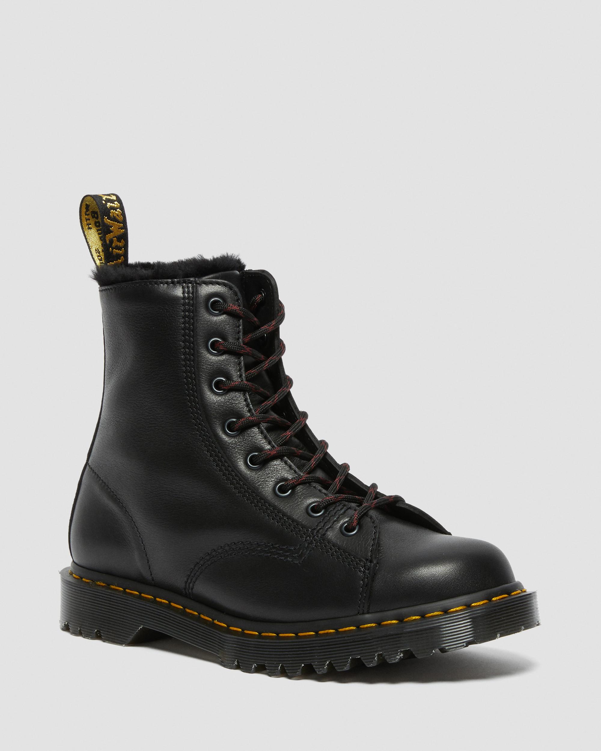 Barton Shearling Lined Leather Ankle Boots in Black | Dr. Martens