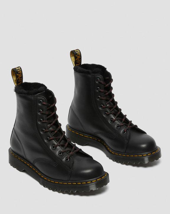 Barton Shearling Lined Black Leather Ankle BootsVillavuoratut Barton -Nahkanilkkurit Dr. Martens