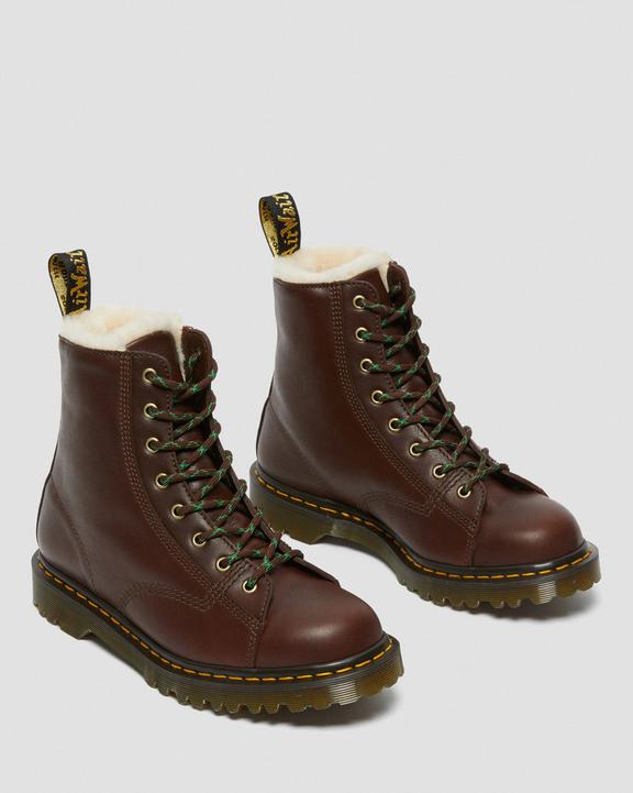 Barton Shearling Lined Brown Leather Ankle BootsVillavuoratut Barton -Nahkanilkkurit Dr. Martens