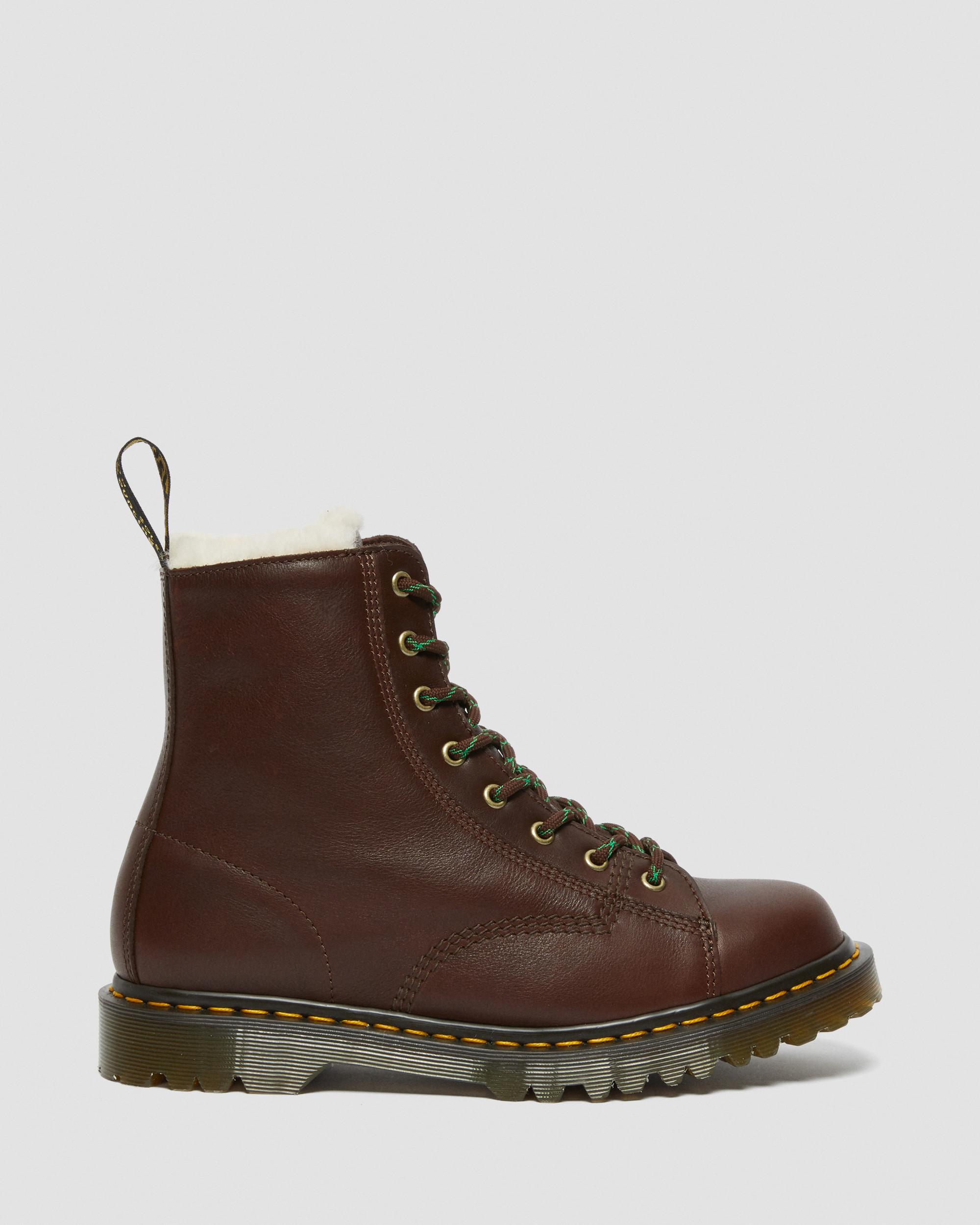 Barton Shearling Lined Brown Leather Ankle BootsStivaletti Di Pelle Barton Foderati In Shearling Dr. Martens