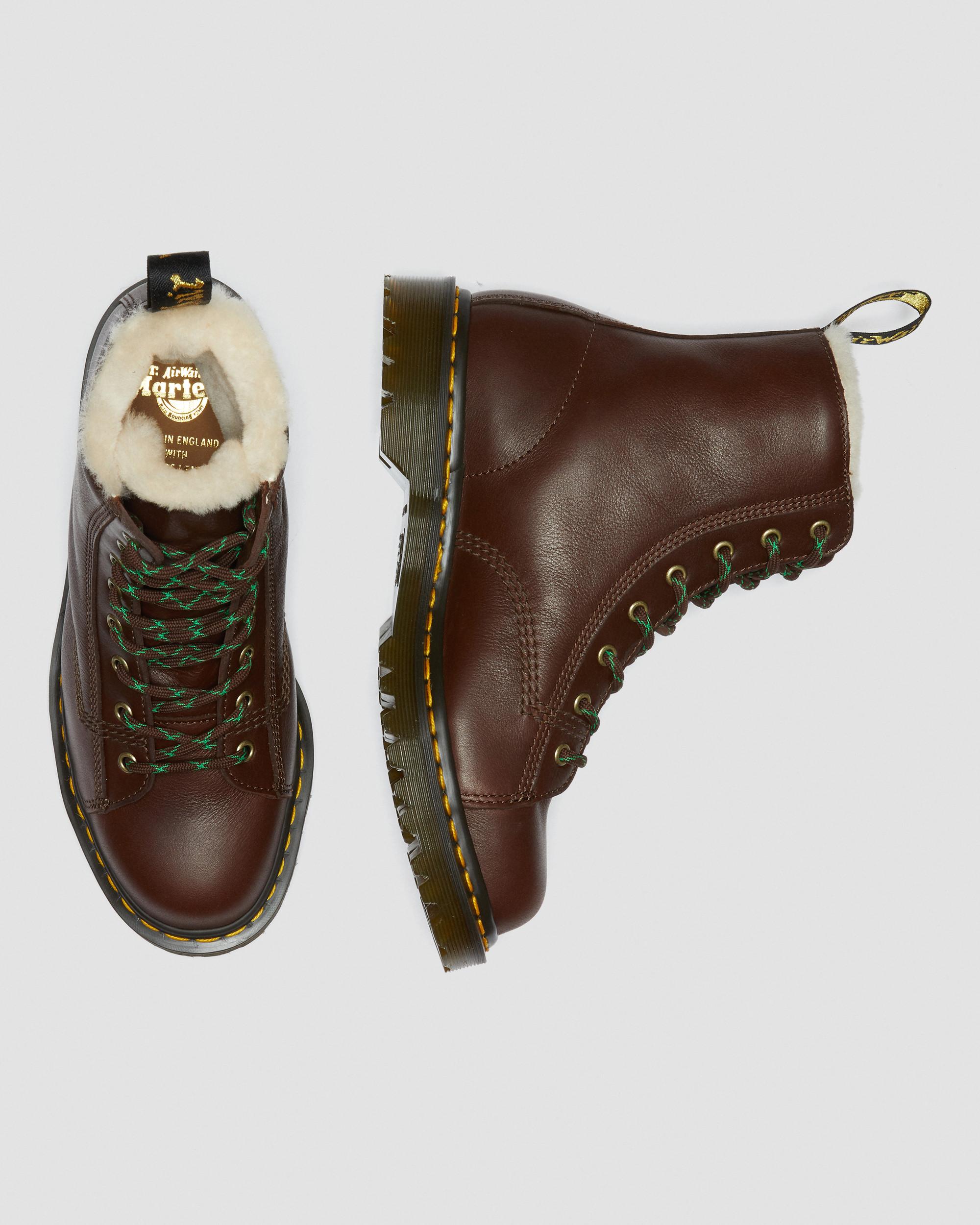 Barton Shearling Lined Brown Leather Ankle BootsStivaletti Di Pelle Barton Foderati In Shearling Dr. Martens