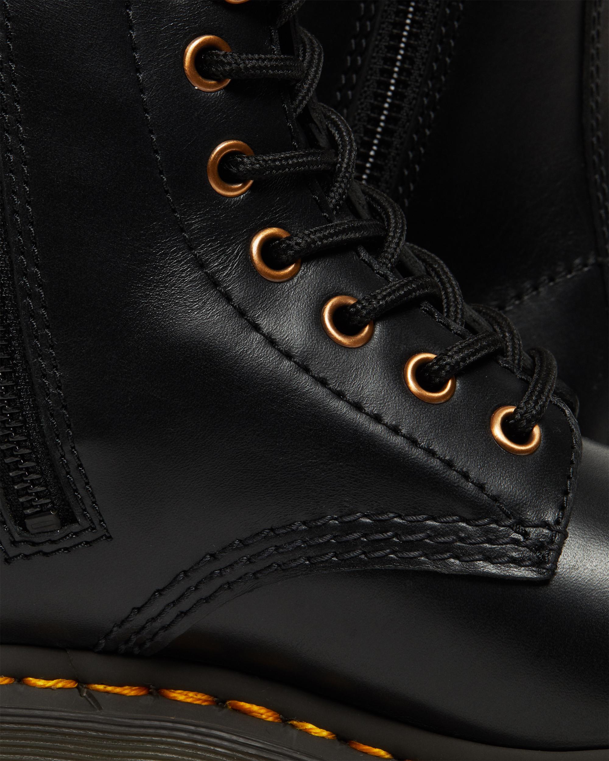 1460 Pascal Rose Gold Hardware Leather Lace Up Boots in Black | Dr. Martens