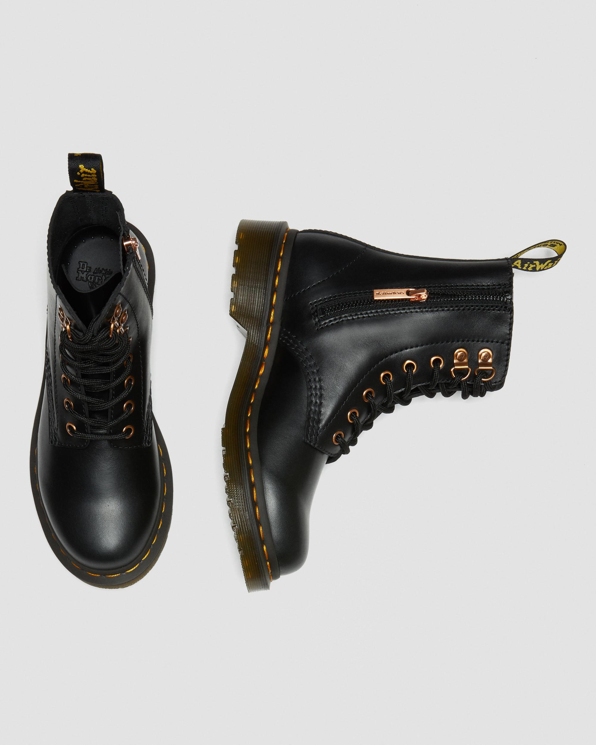 DR MARTENS 1460 Pascal Rose Gold Hardware Leather Lace Up Boots