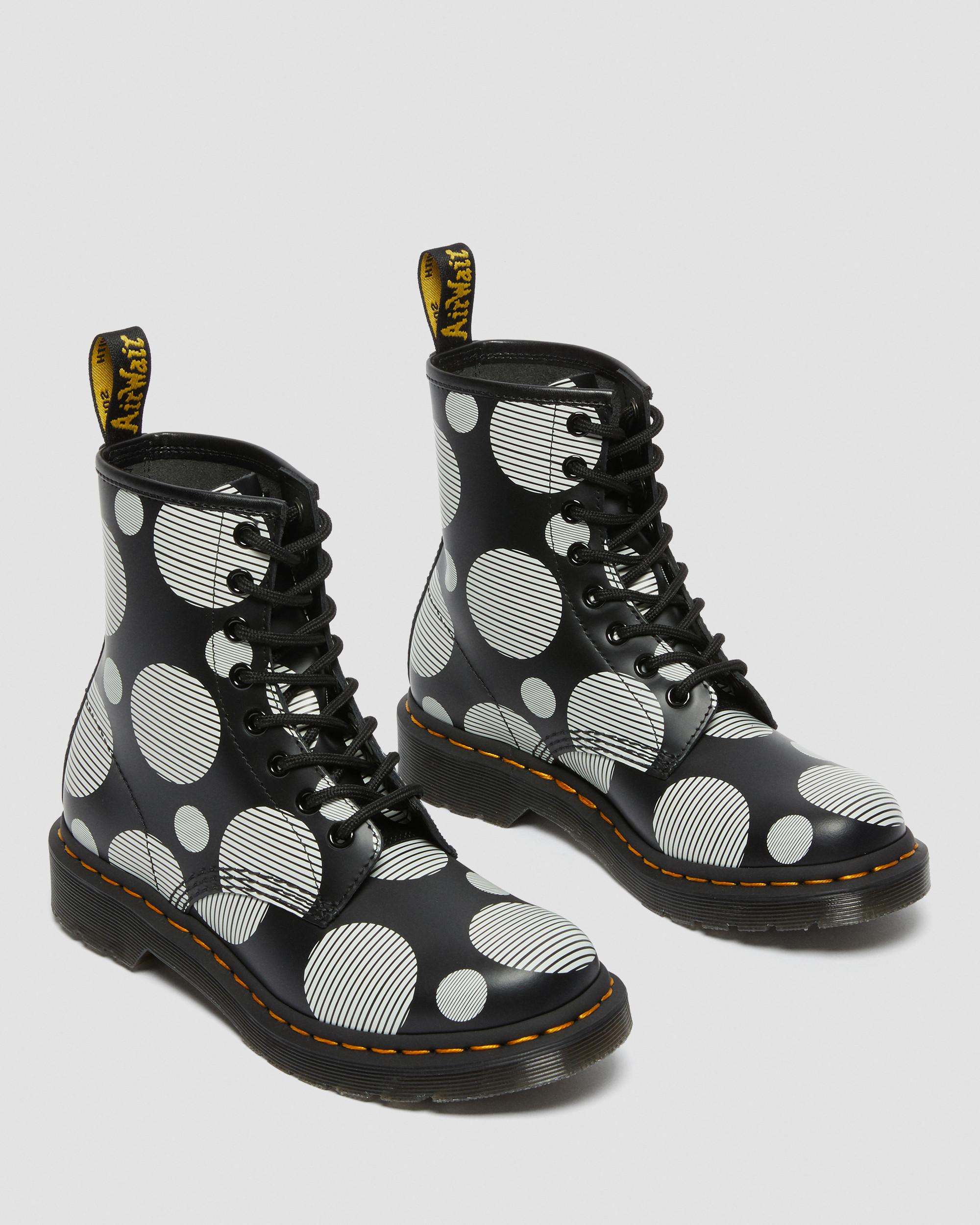 1460 Polka Dot Smooth Leather Boots in BLACK+WHITE | Dr. Martens™