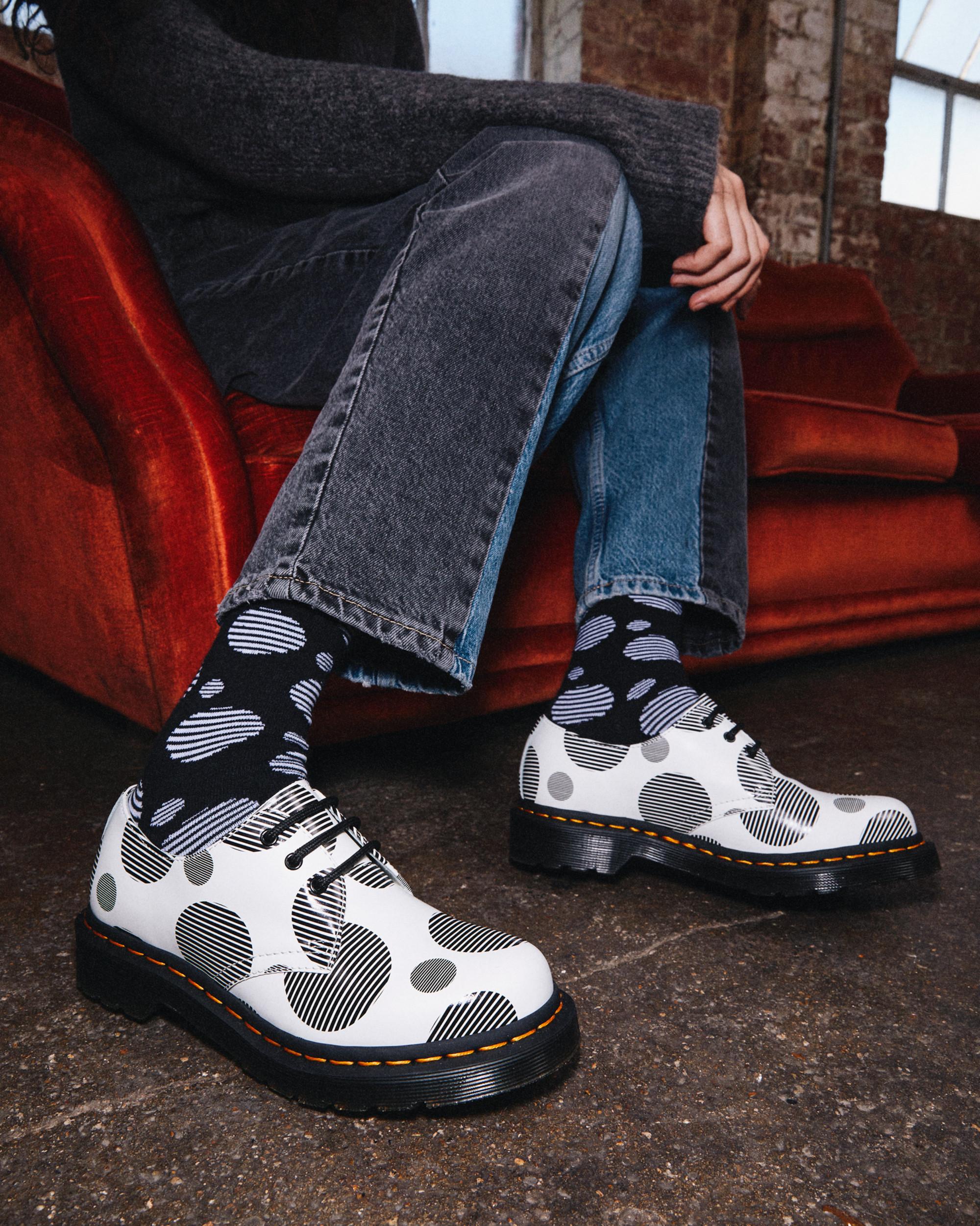 1461 Women's Polka Dot Smooth Leather Oxford Shoes in WHITE+BLACK