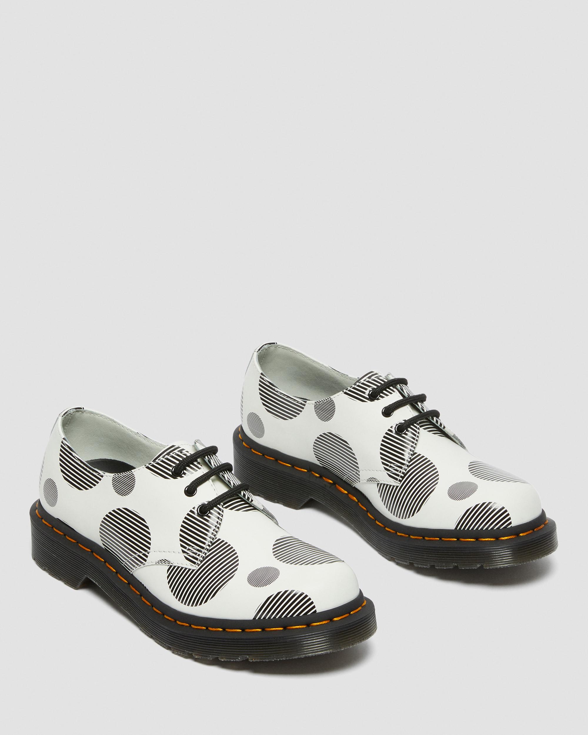 1461 Women's Polka Dot Smooth Leather Oxford Shoes in WHITE+BLACK