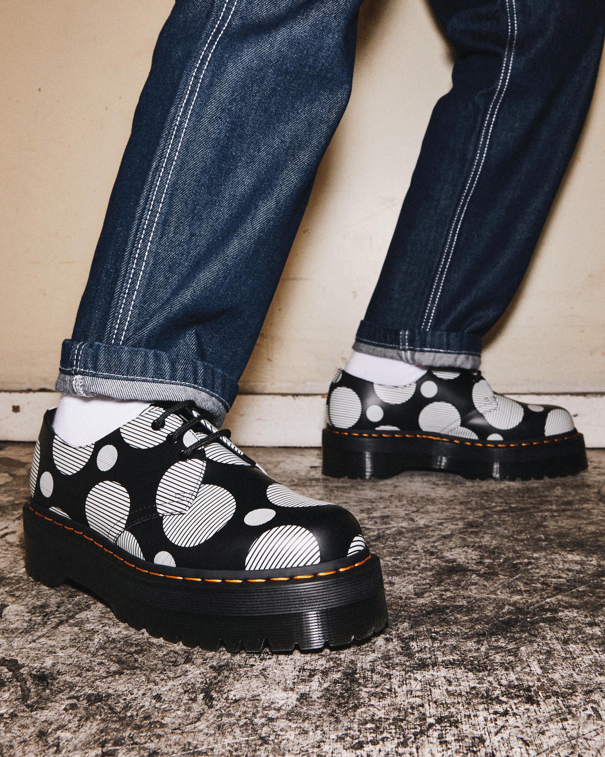1461 Polka Dot Smooth Leather Platform Shoes in BLACK+WHITE | Dr