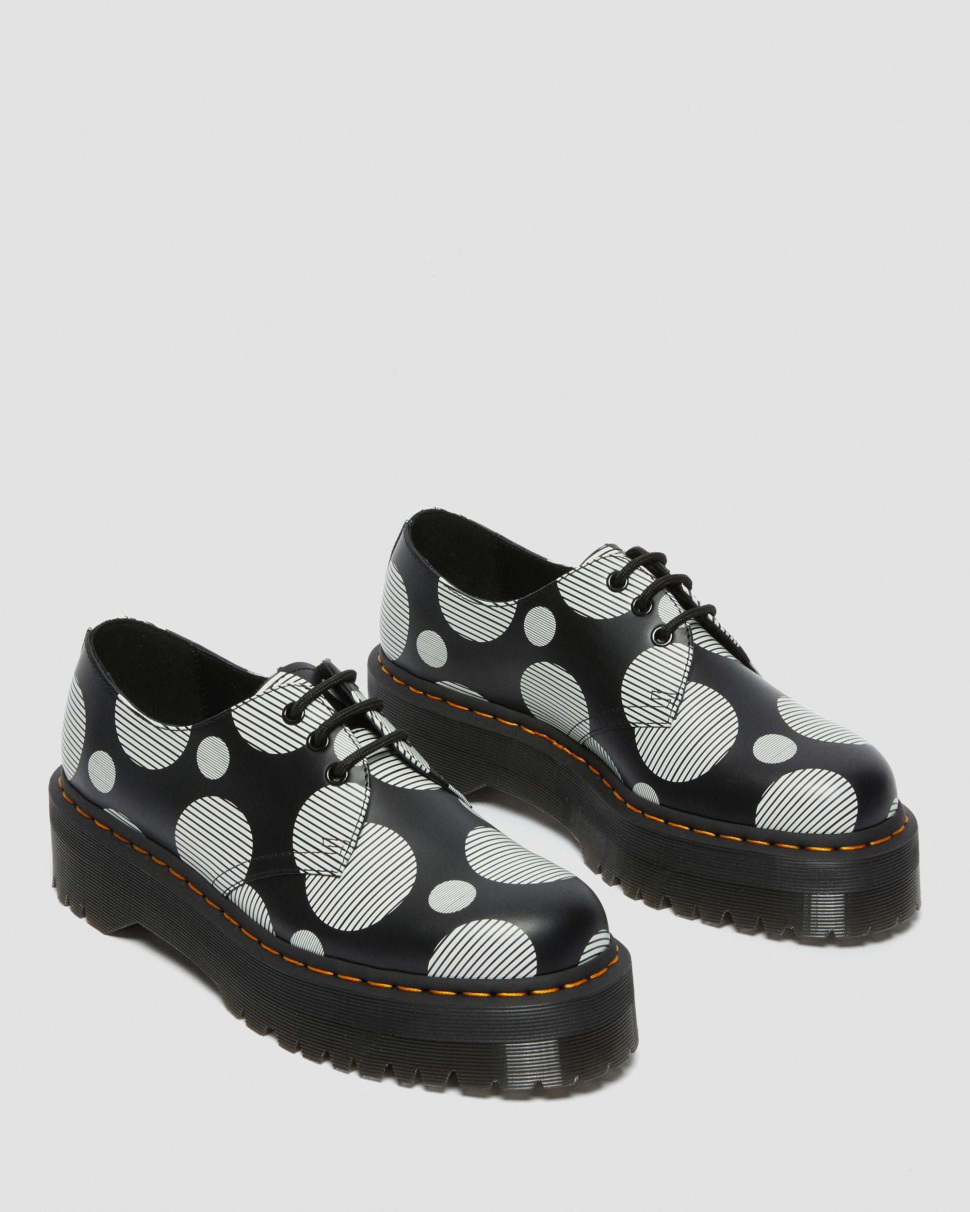 1461 Quad Polka Dot Smooth Leather Platform Shoes in BLACK+WHITE