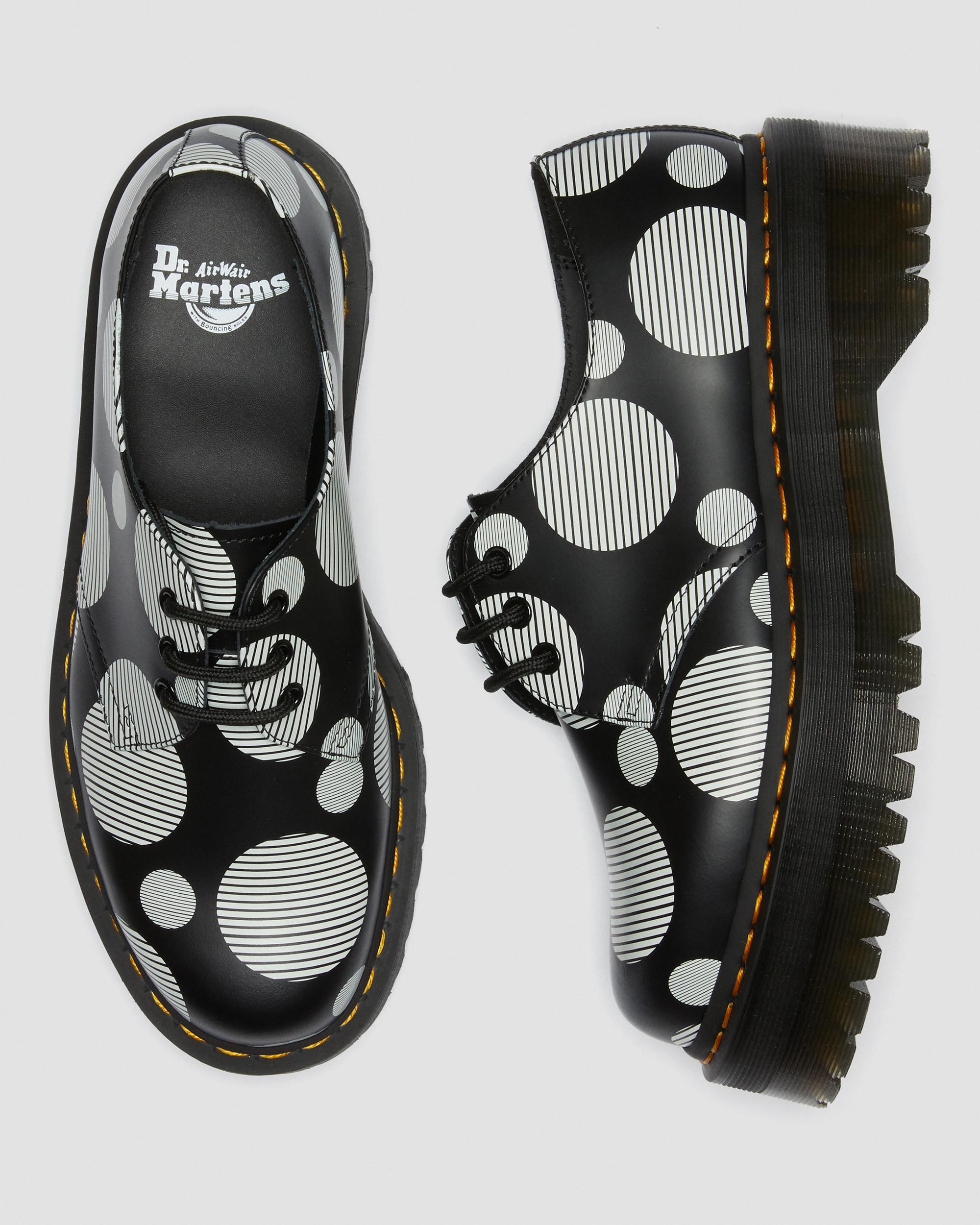 1461 Quad Polka Dot Smooth Leather Platform Shoes in BLACK+WHITE