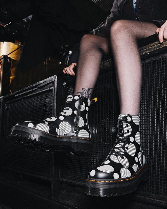 Jadon Boot Polka Dot Smooth Leather Platforms in Black | Dr Jadon Boot Polka Dot Smooth Leather Platforms in Black | Dr