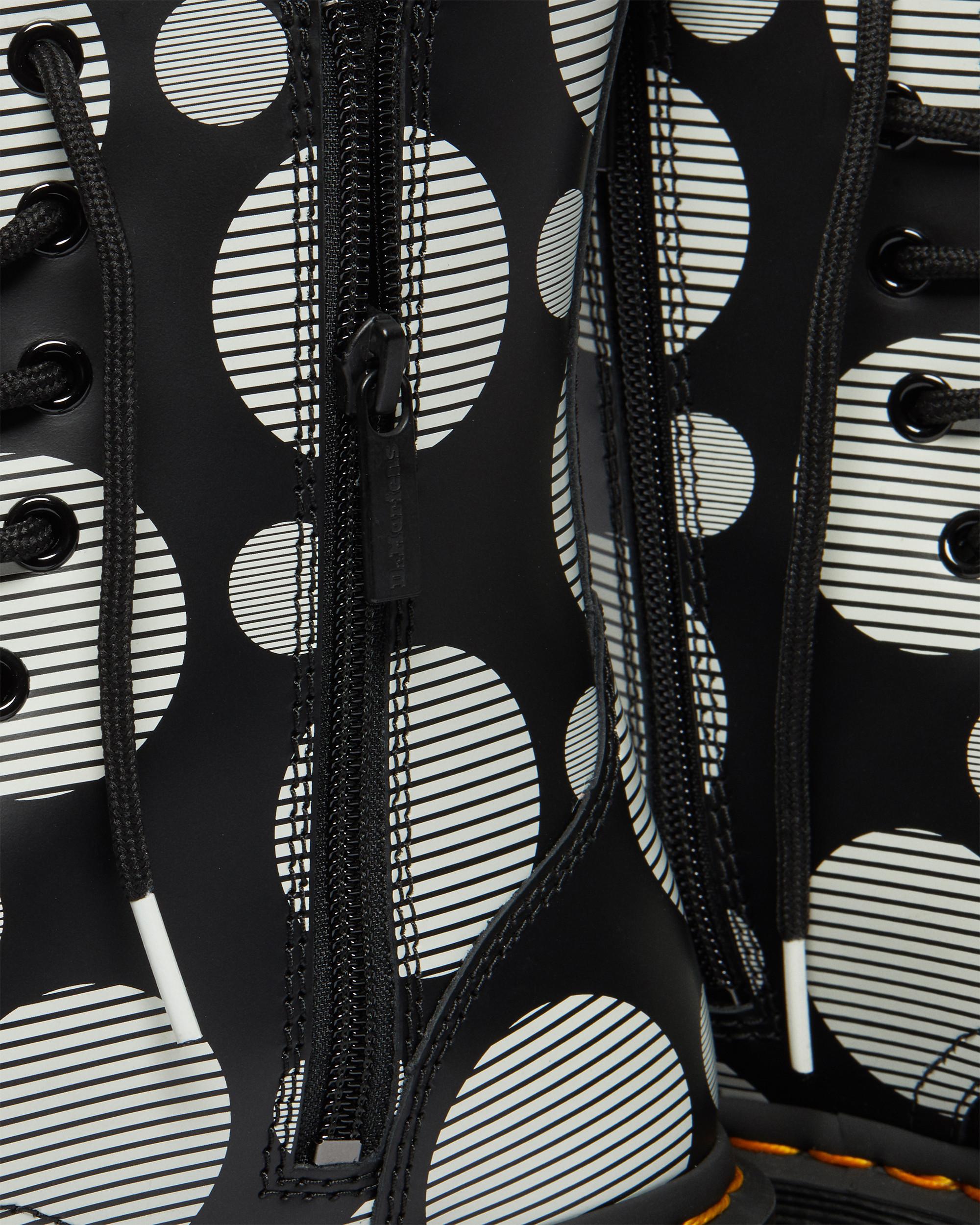Jadon Boot Polka Dot Smooth Leather Platforms in BLACK+WHITE | Dr