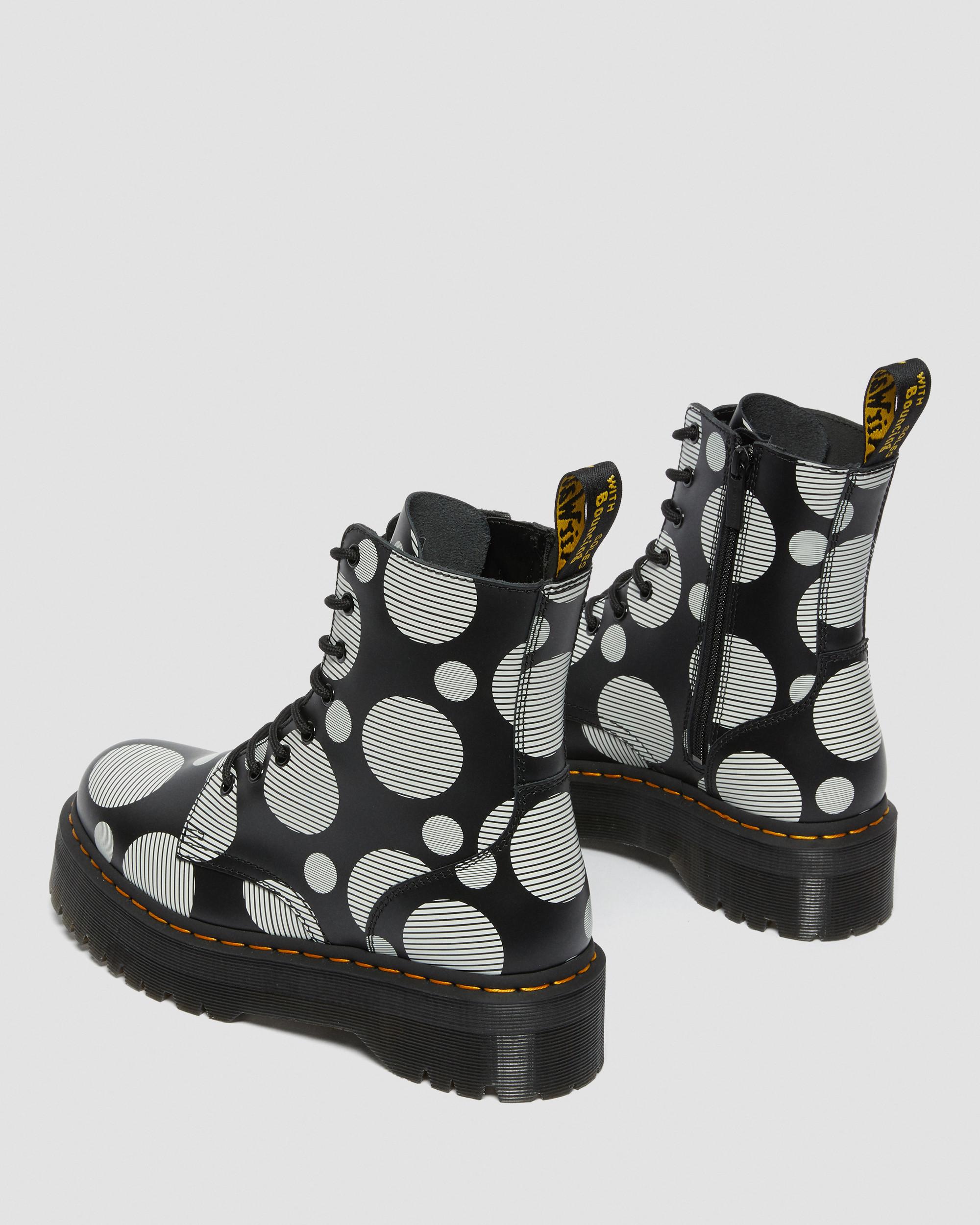Jadon Boot Polka Dot Smooth Leather Platforms, Black | Dr. Martens