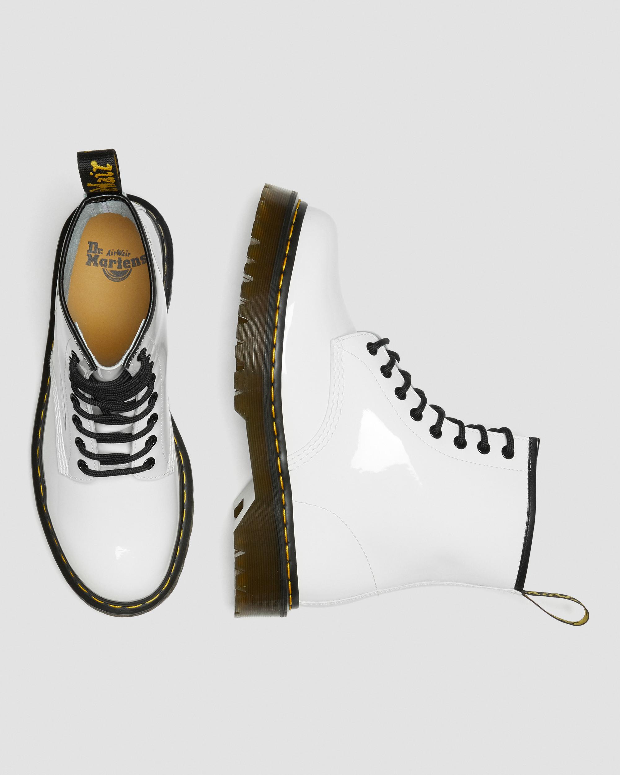 1460 Bex Patent Leather Lace Up Boots, White | Dr. Martens