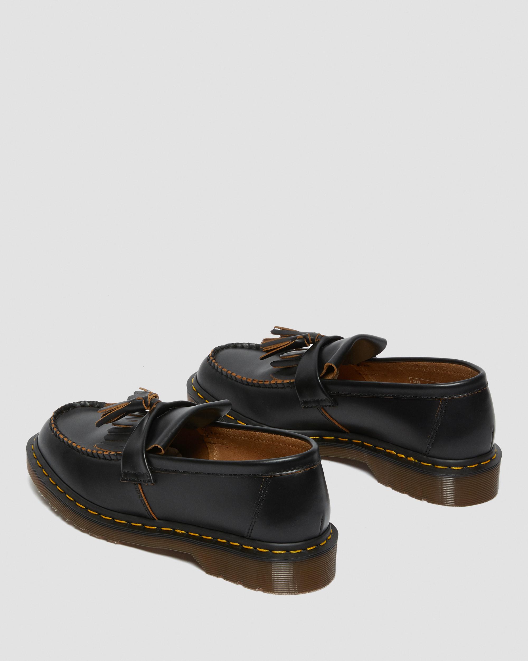 Adrian Made in England Quilon Leather Tassel Loafers in Black | Dr 