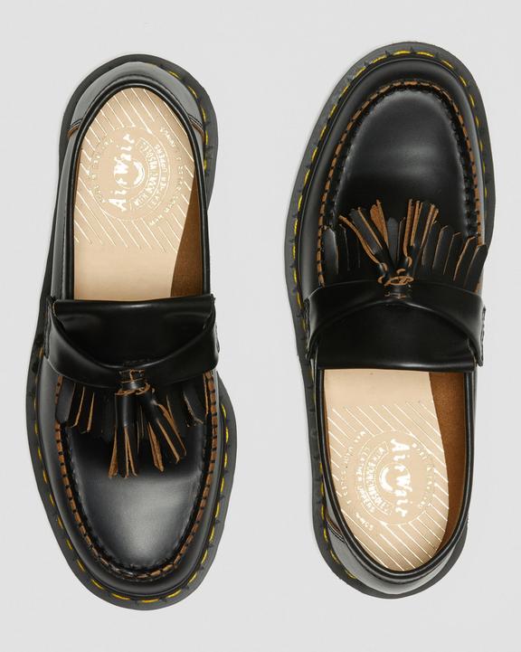 Vintage Made in England Quilon Leather Tassel Loafers BlackNahkaiset Vintage Made in England Quilon Tassel -loaferit Dr. Martens