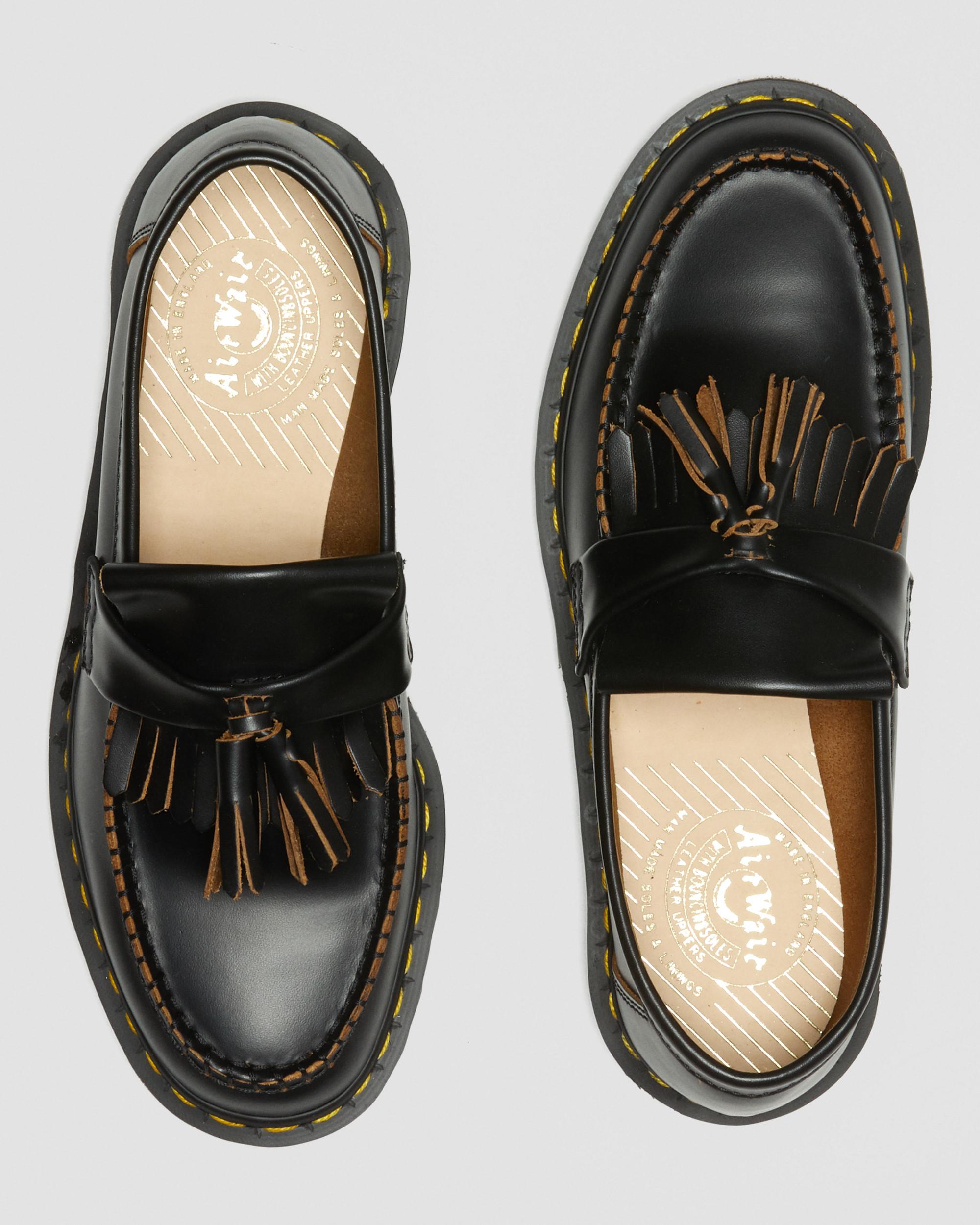 Vintage Made in England Quilon loafers med tofs i läder in Svart