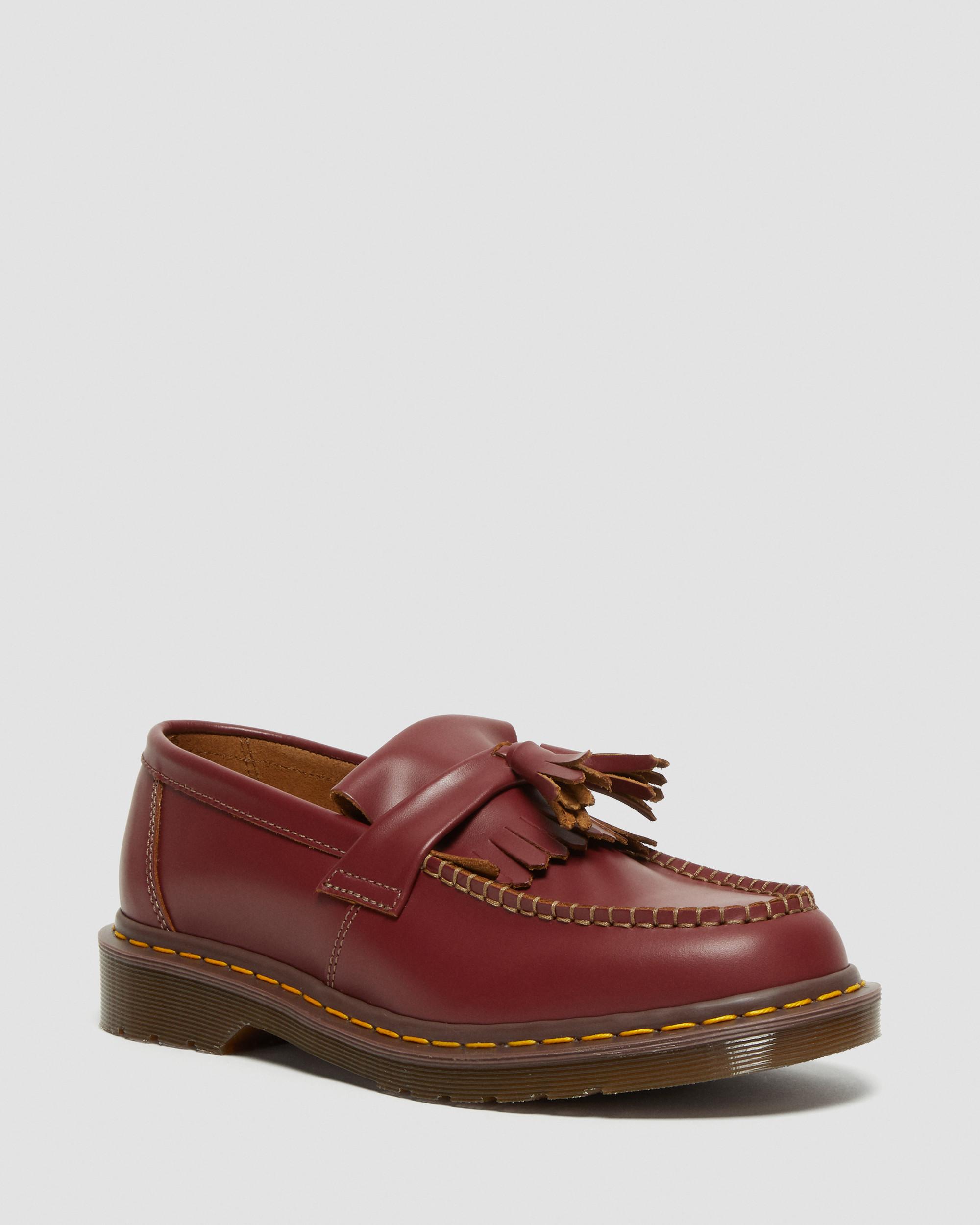 Adrian Made in England Quilon Leather Tassel Loafers in Red | Dr. Martens
