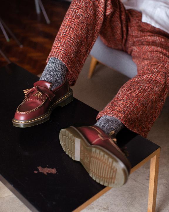 Adrian Made in England Quilon Leather Tassel Loafers in Red Adrian Made in England Quilon Leather Tassel Loafers in Red