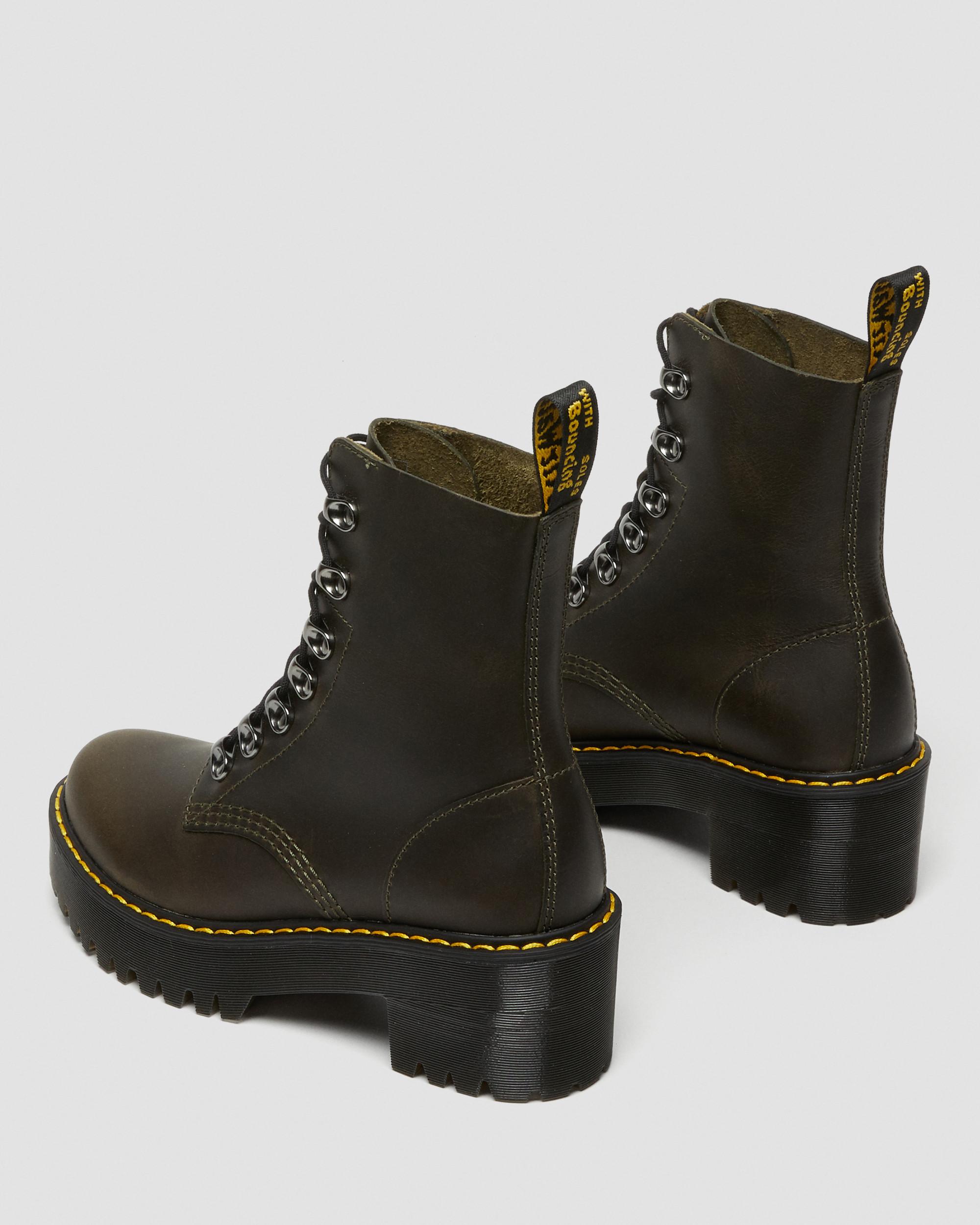 Leona Women's Leather Heeled Boots in DARK TAUPE | Dr. Martens™