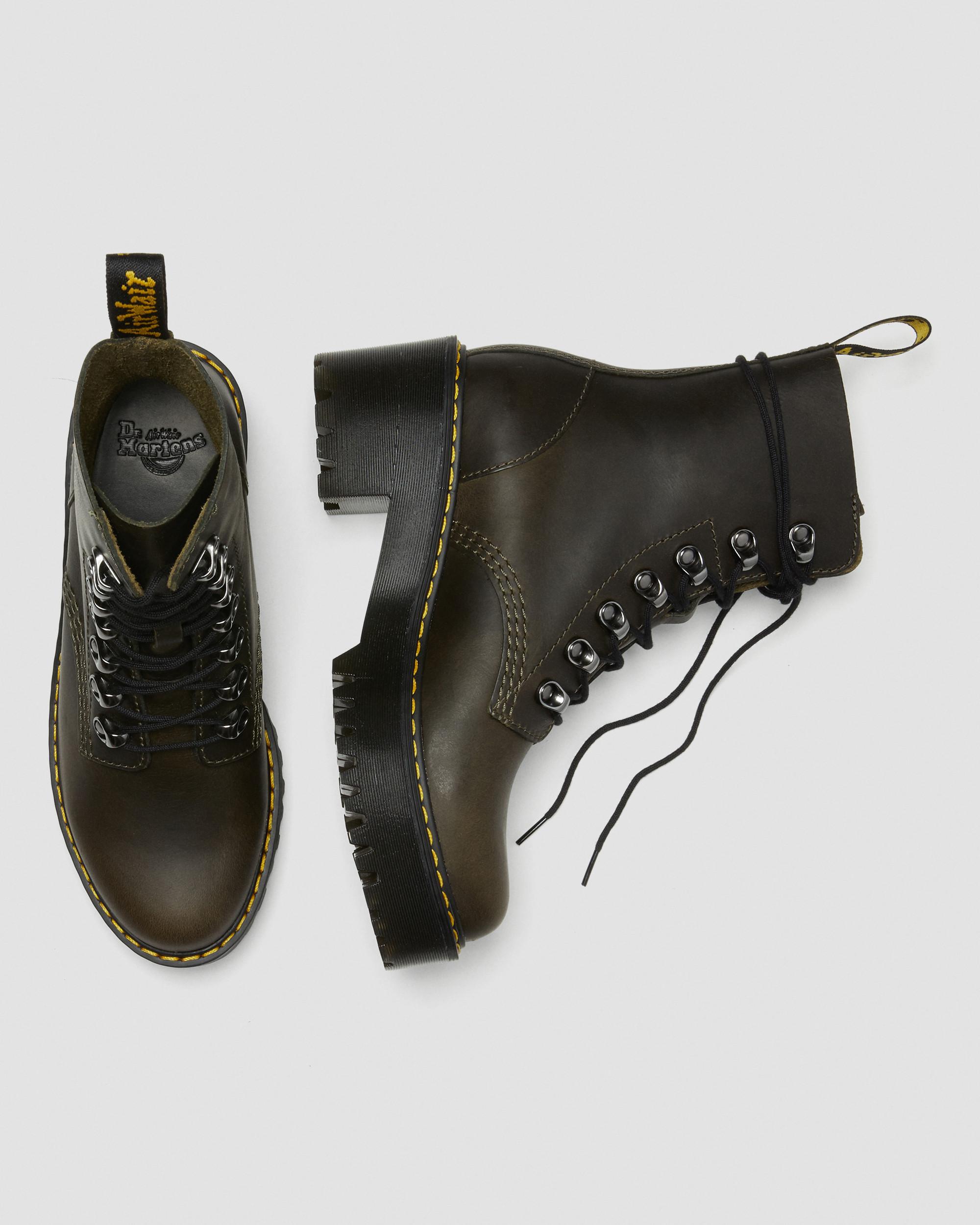 Leona Women's Leather Heeled Boots in DARK TAUPE | Dr. Martens™