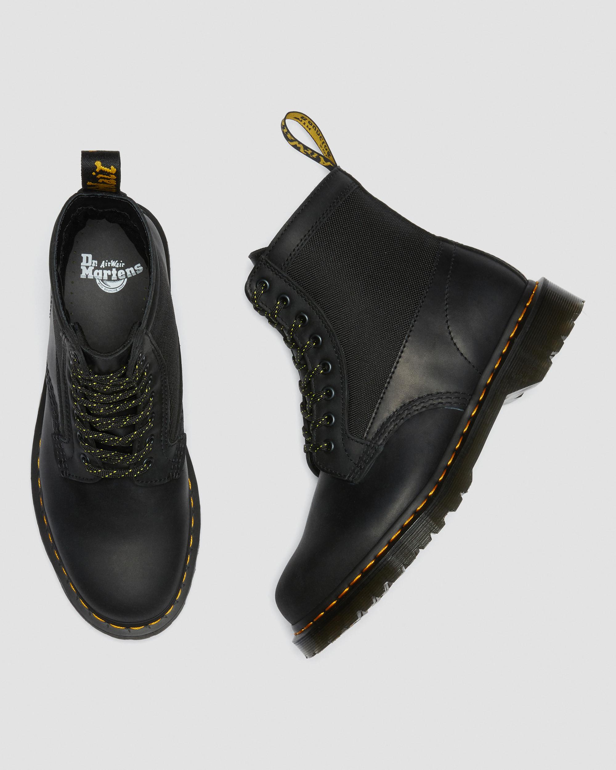 1460 Panel Leather + 50/50 Polyester Ankle Boots in Black | Dr. Martens