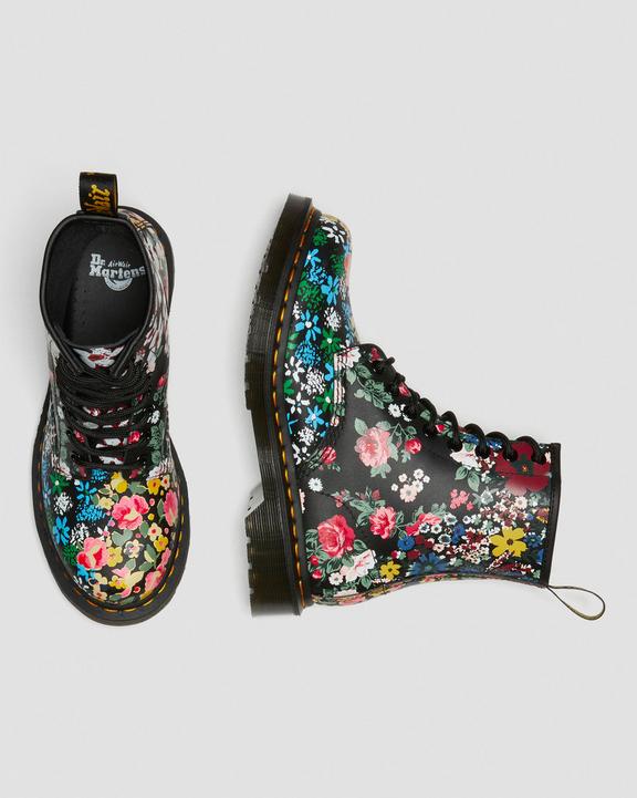 1460 Pascal Floral Mash Up Leather Boots in White | Dr. Martens
