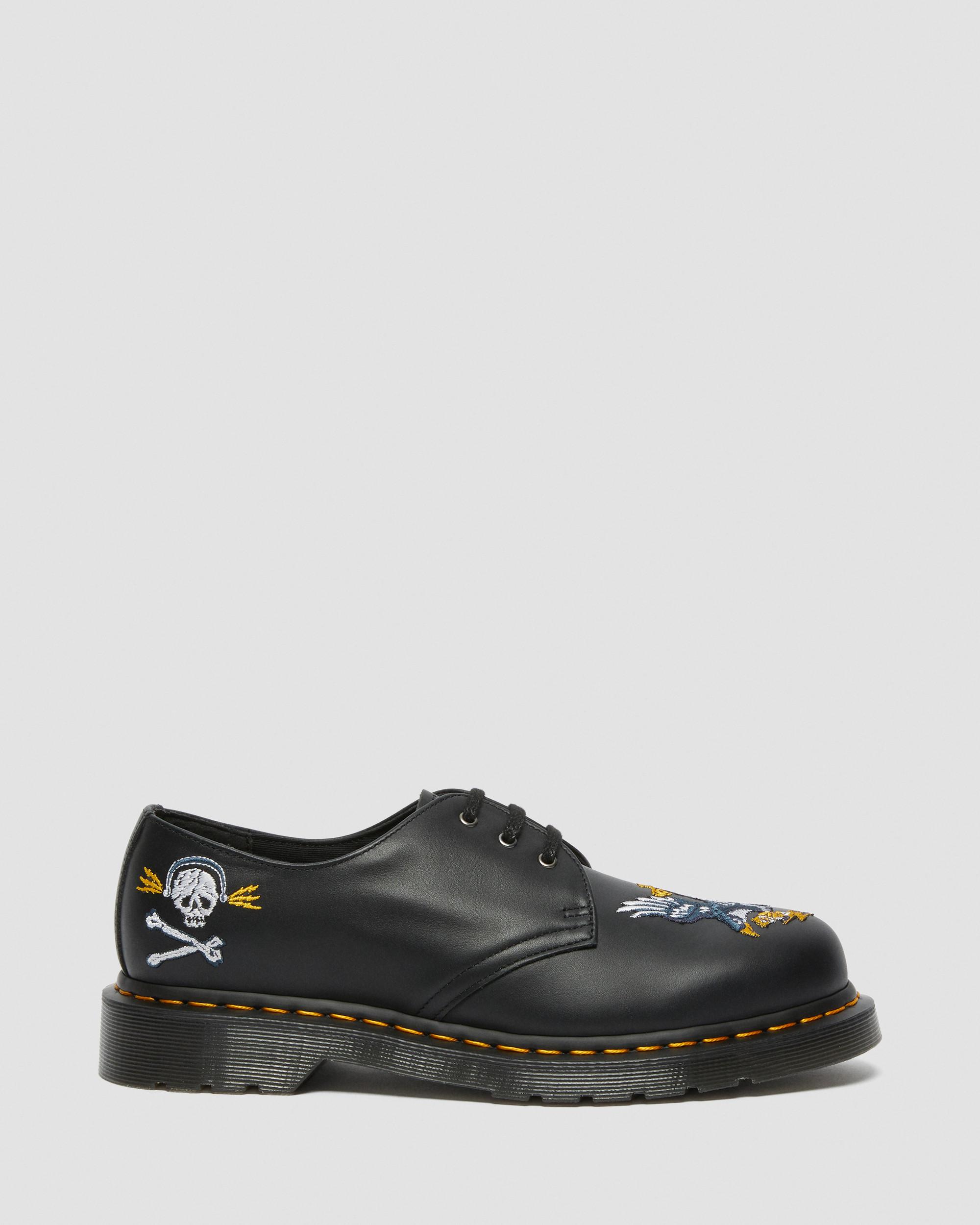 1461 Souvenir Embroidered Leather Shoes in Black | Dr. Martens