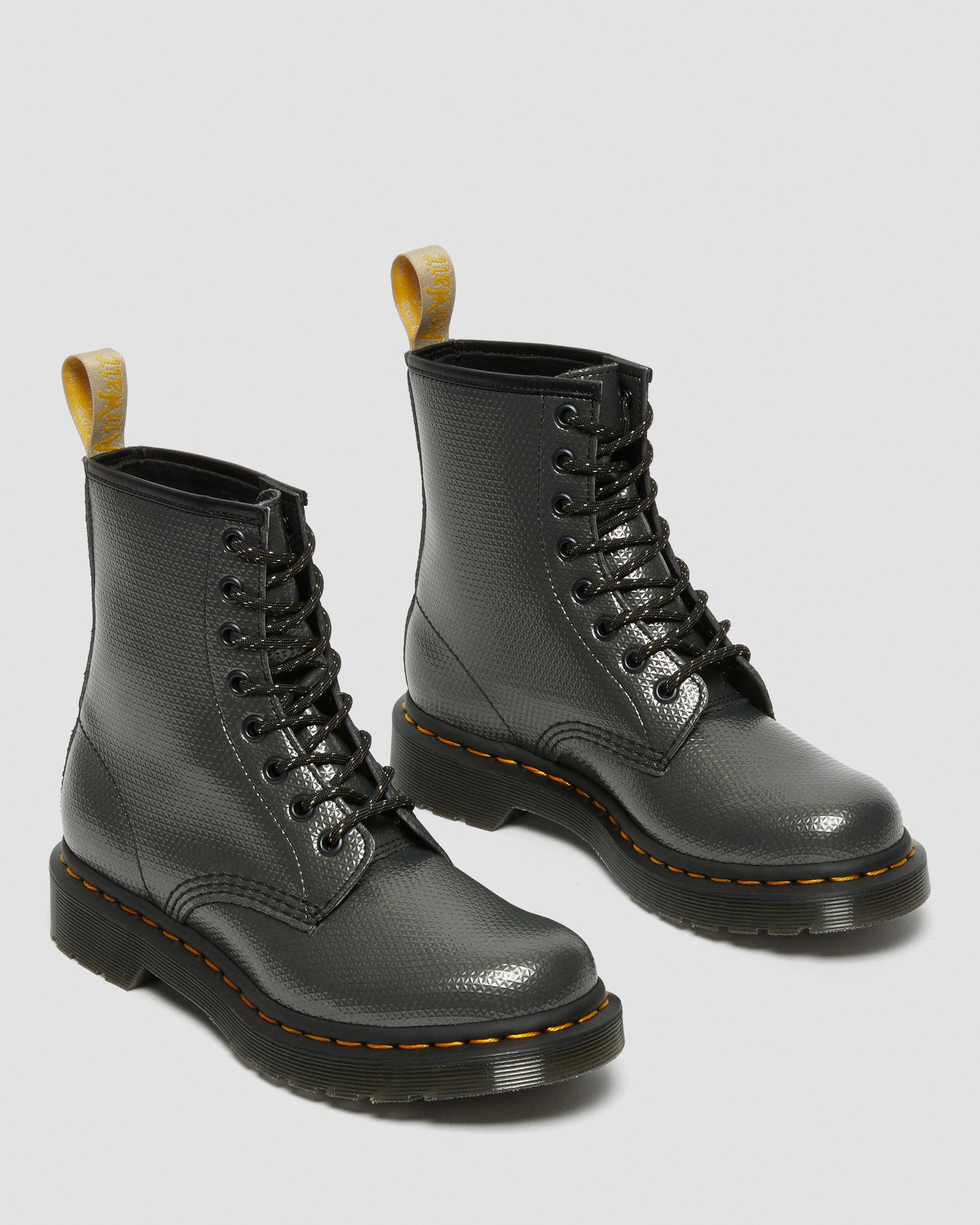 Vegan 1460 Metallic Emboss Lace Up Boots in GUNMETAL | Dr. Martens™