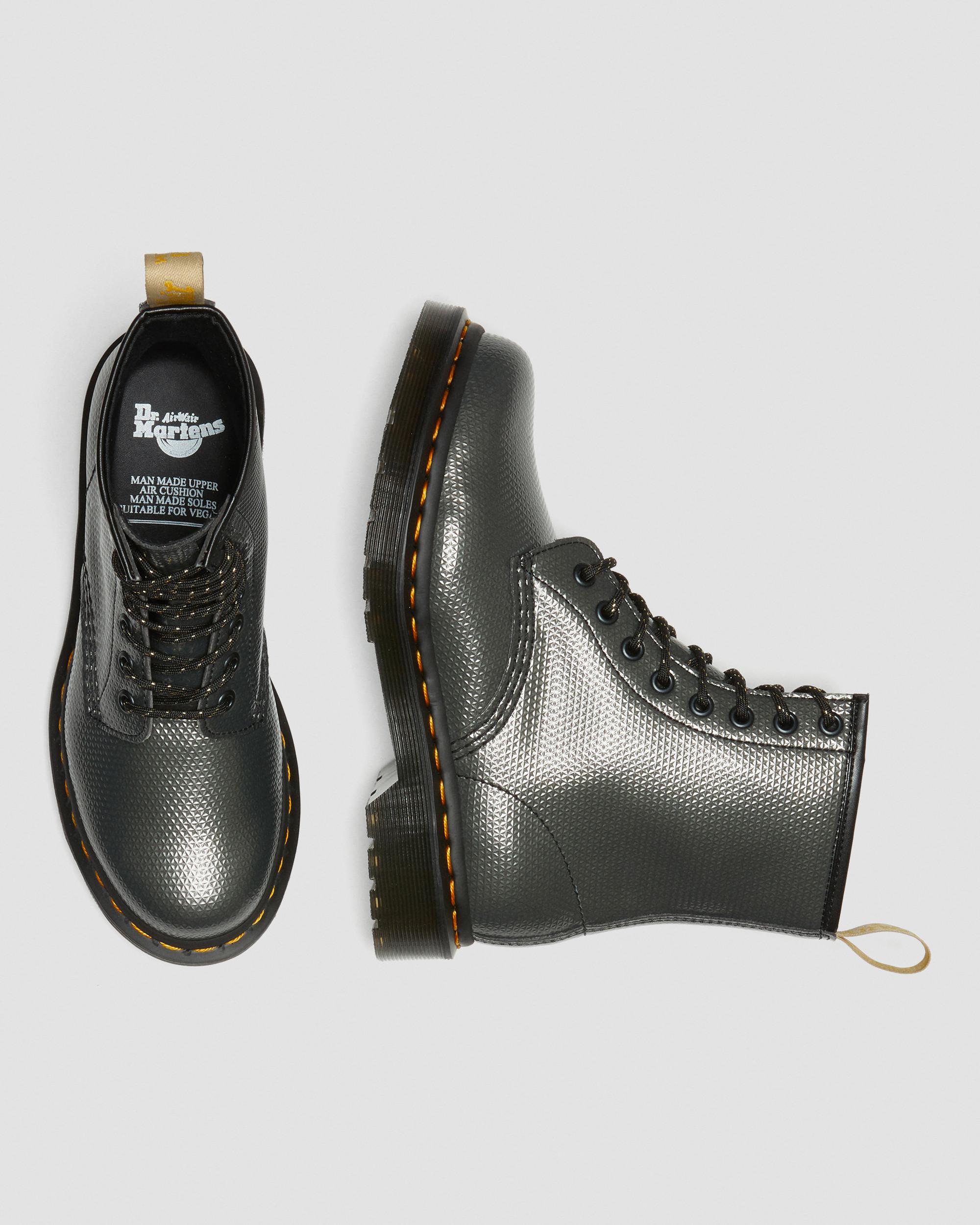 Vegan 1460 Metallic Emboss Lace Up Boots in GUNMETAL | Dr. Martens™