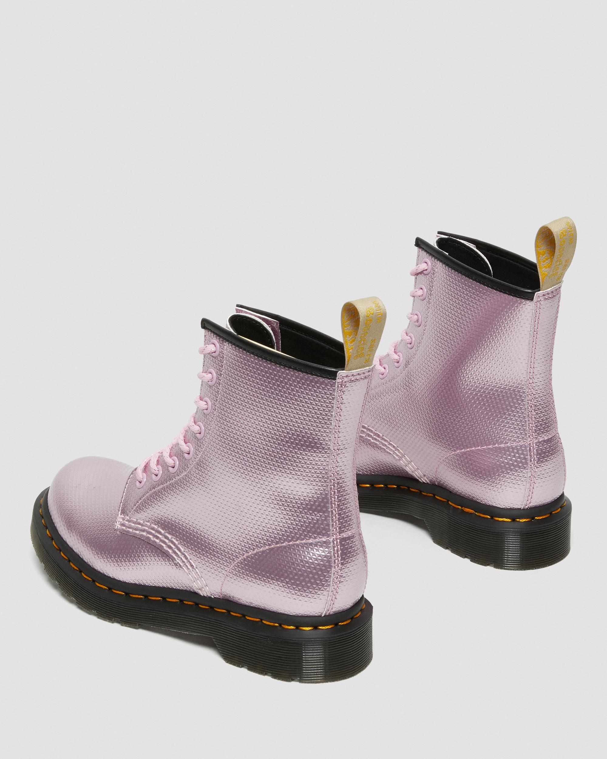 Vegan 1460 Metallic Emboss Lace Up Boots in Pink