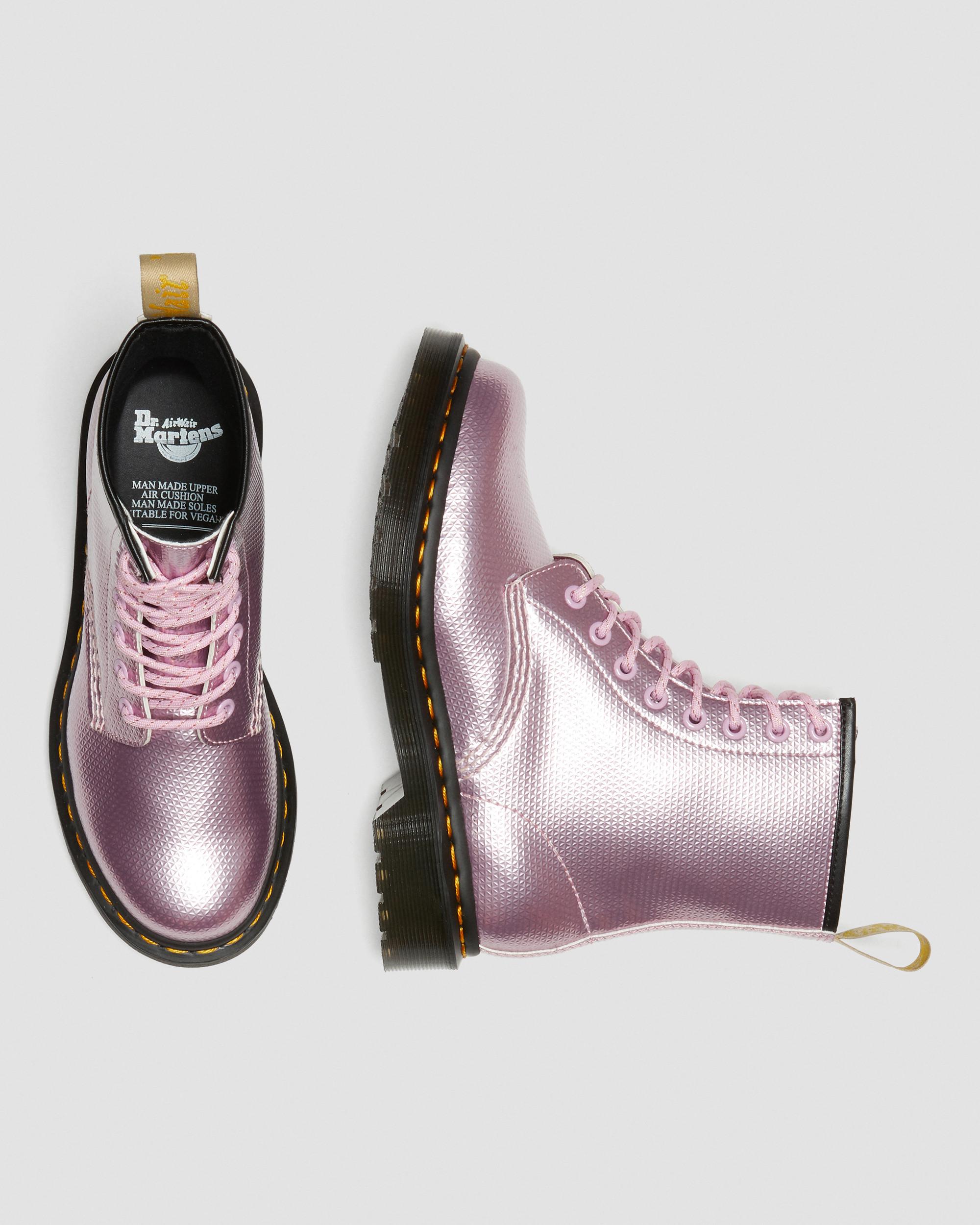 Vegan 1460 Metallic Emboss Lace Up Boots in Pink