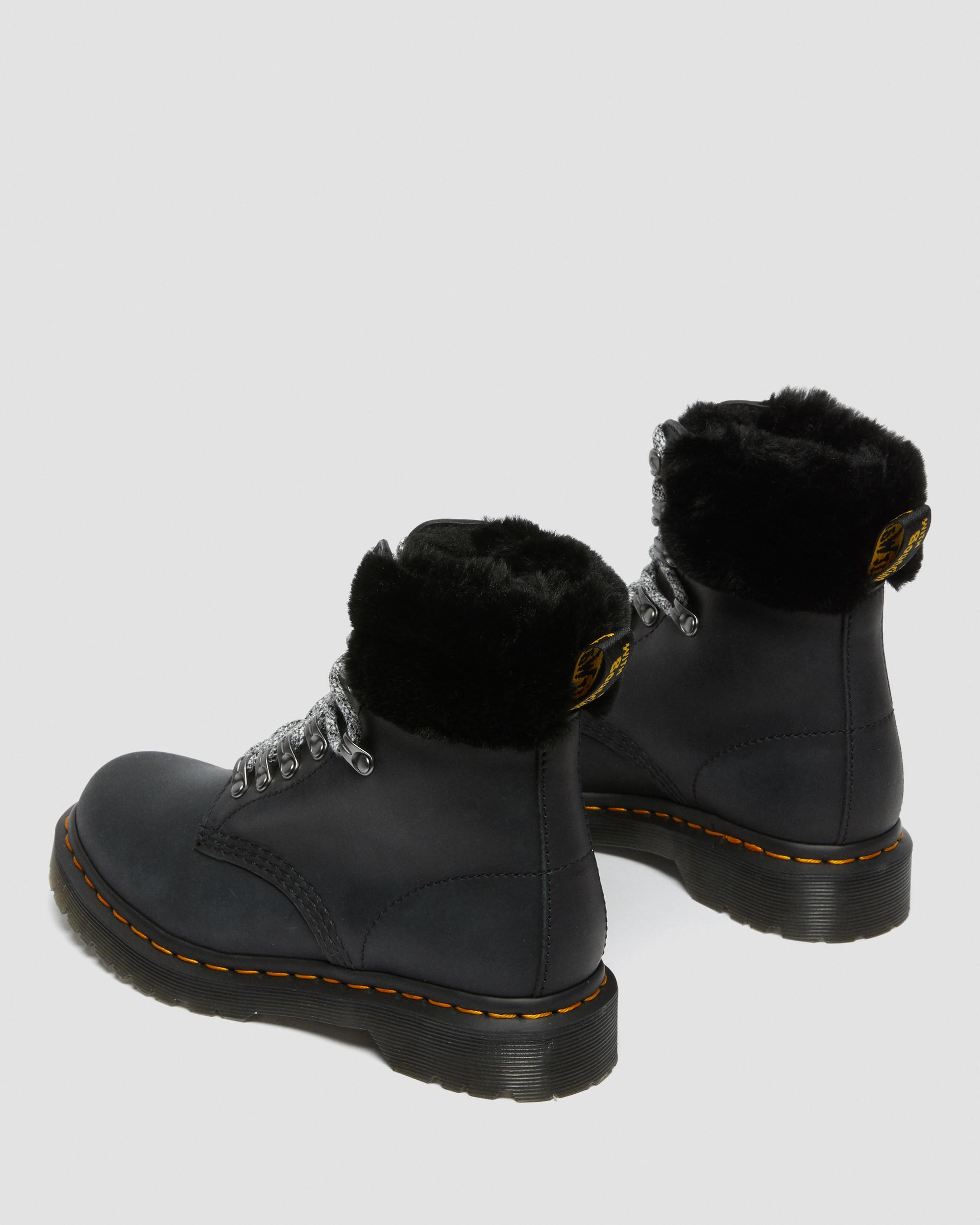 1460 Serena Collar Faux Fur Lined Ankle Boots in Black