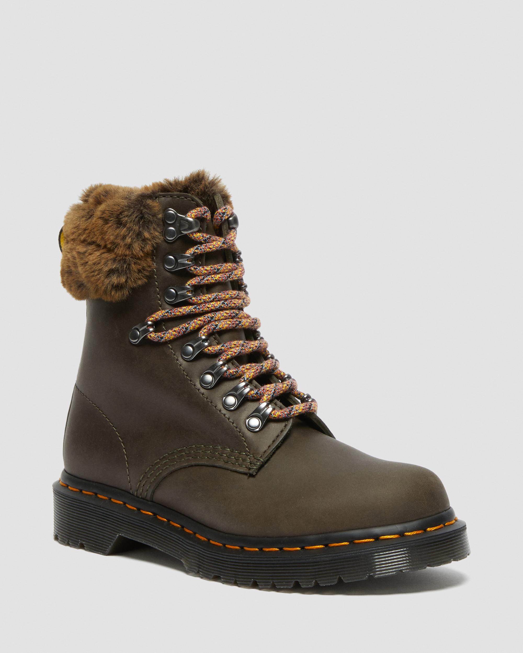 1460 Serena Collar Faux Fur Lined Lace Up Boots | Dr. Martens