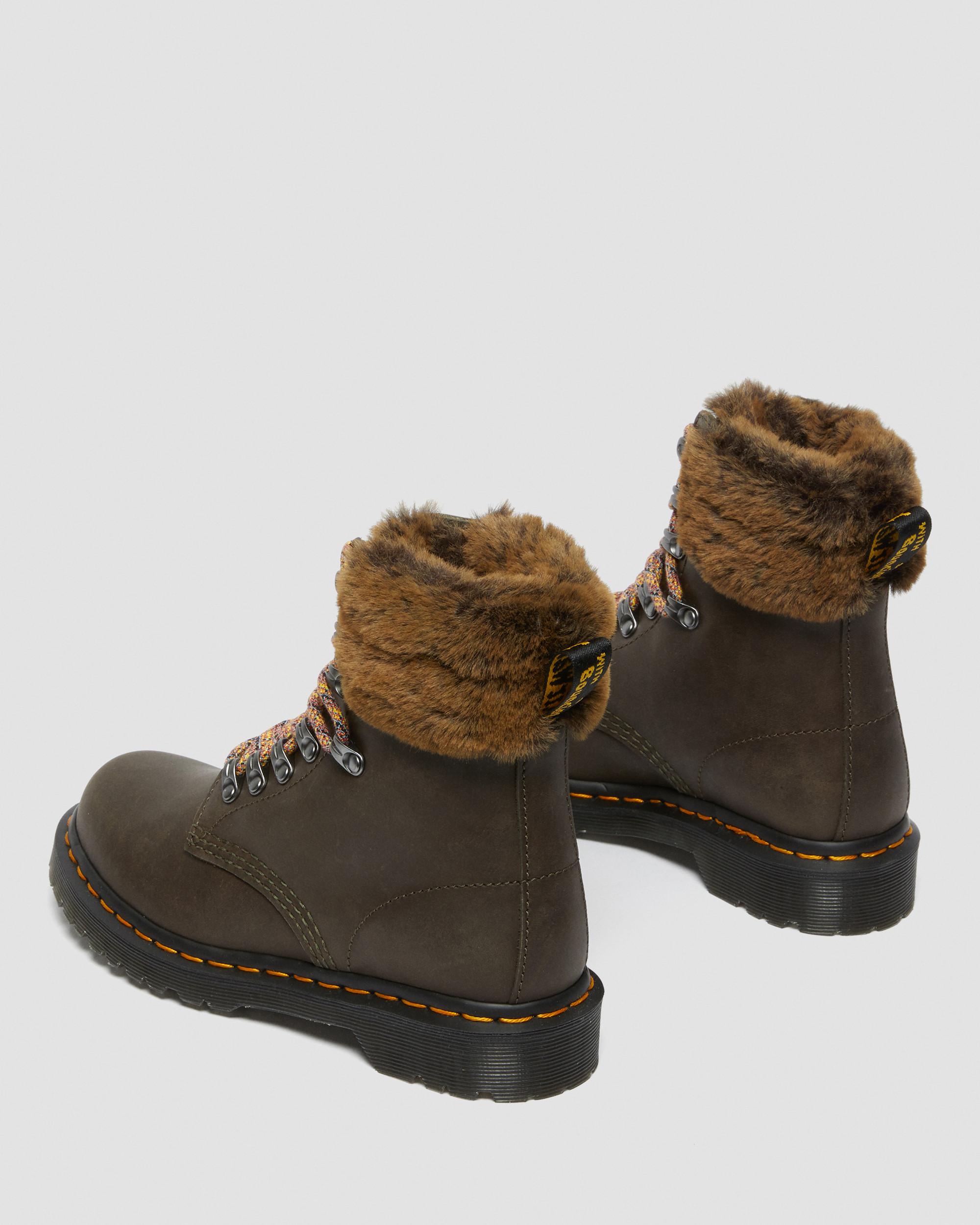 DR MARTENS 1460 Serena Collar Faux Fur Lined Lace Up Boots