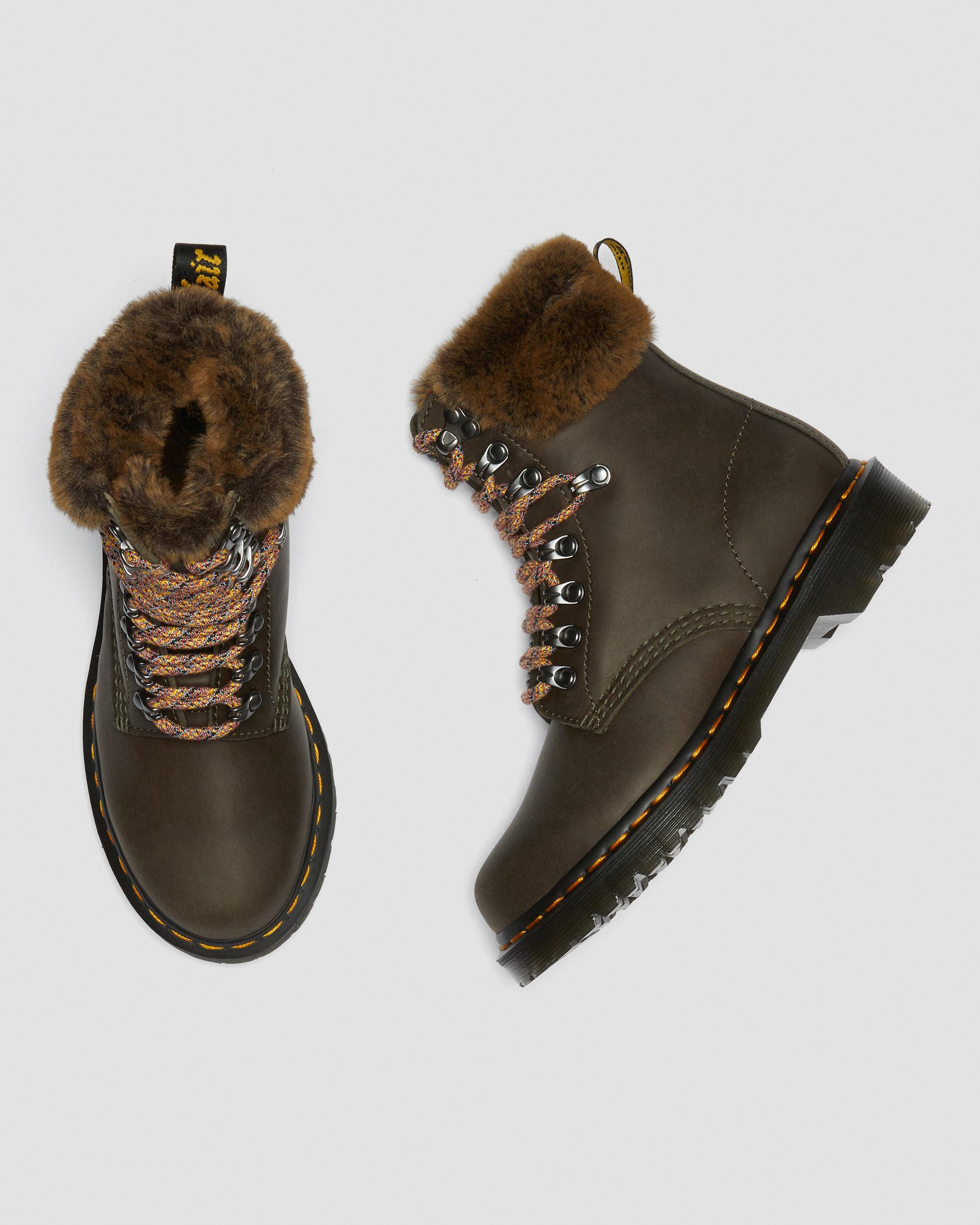 Womens dr marten boots sales with fur