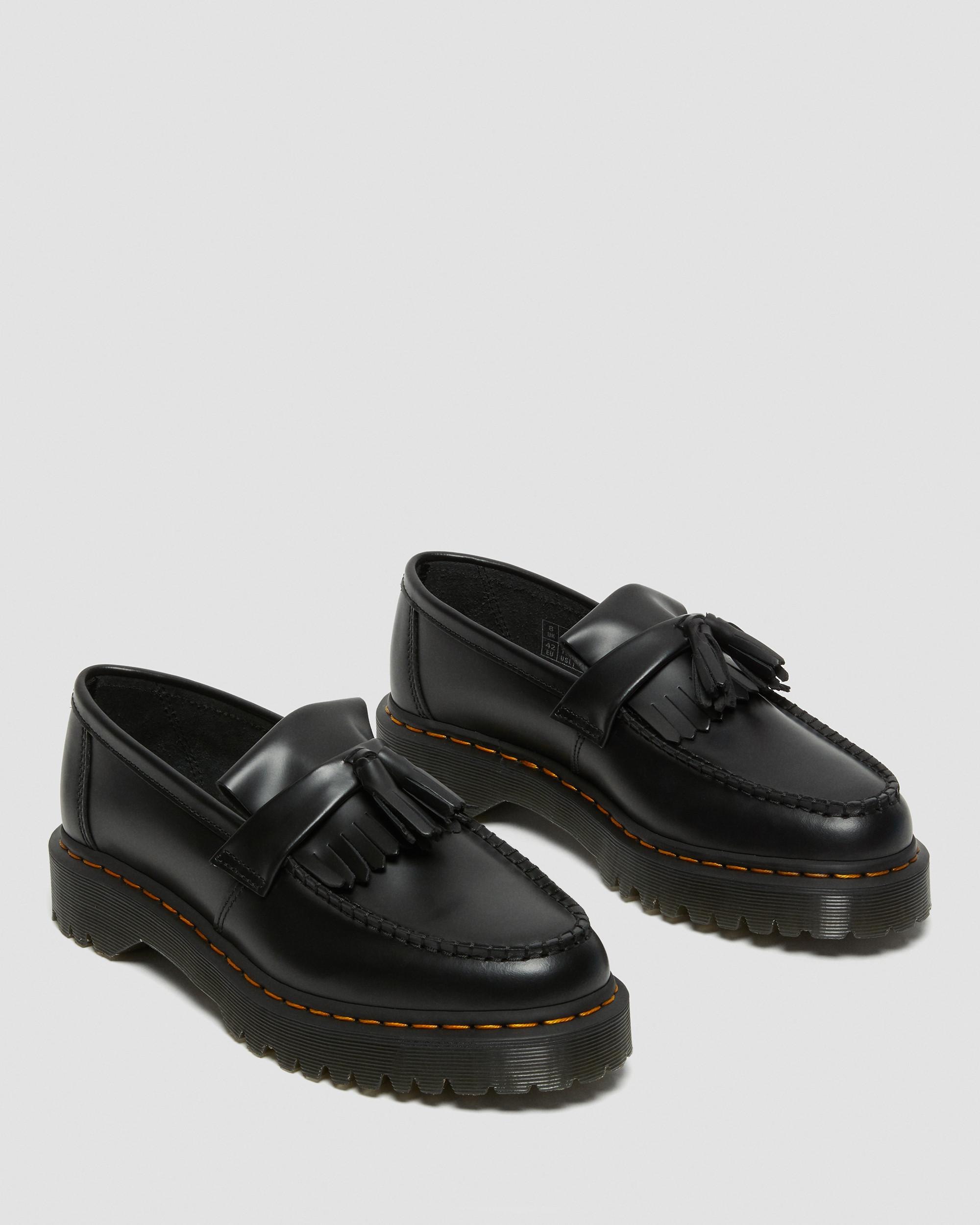 Adrian Bex Smooth Leather Tassel Loafers in Black