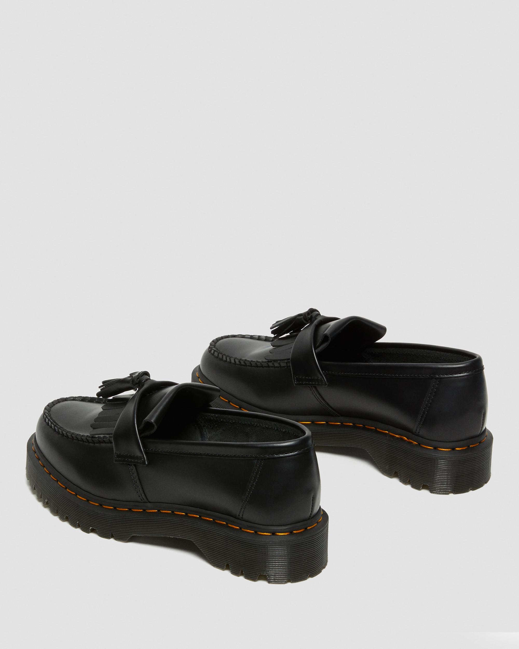 Adrian Bex Smooth Leather Tassel Loafers in Black