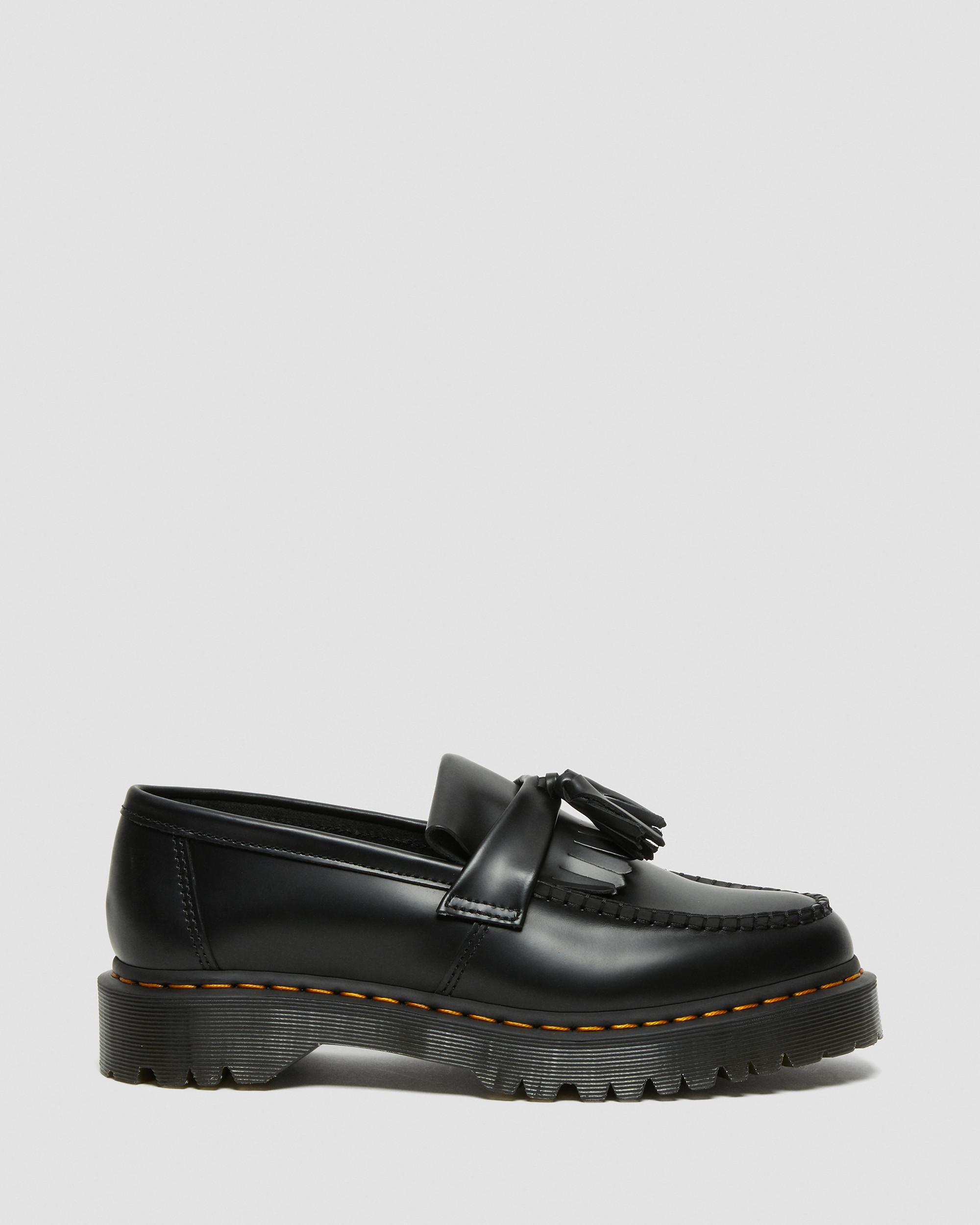 Adrian Bex Smooth Leather Tassel Loafers in Black