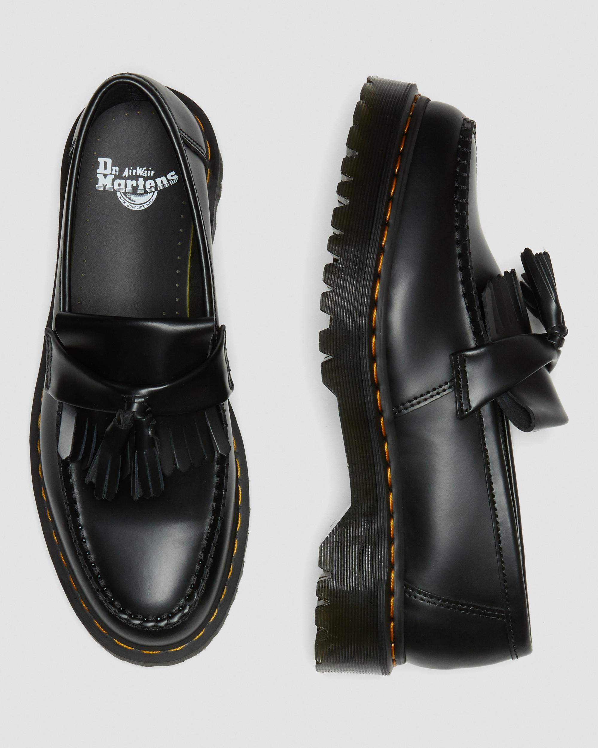 Adrian Bex Smooth Leather Tassel Loafers in Black | Dr. Martens