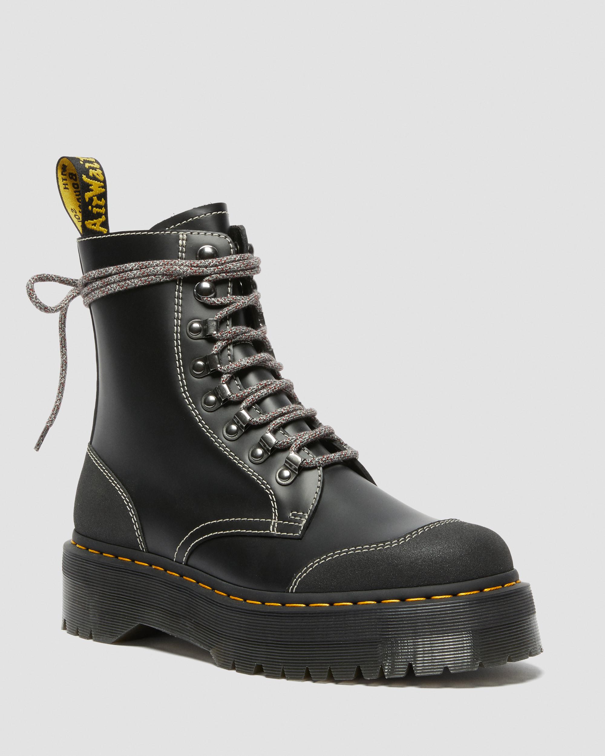Dr.Martens 8ホール MORENO UK5 Moreno Bex Smooth Leather Platform Boots in BLACK+BLACK | Dr. Martens™